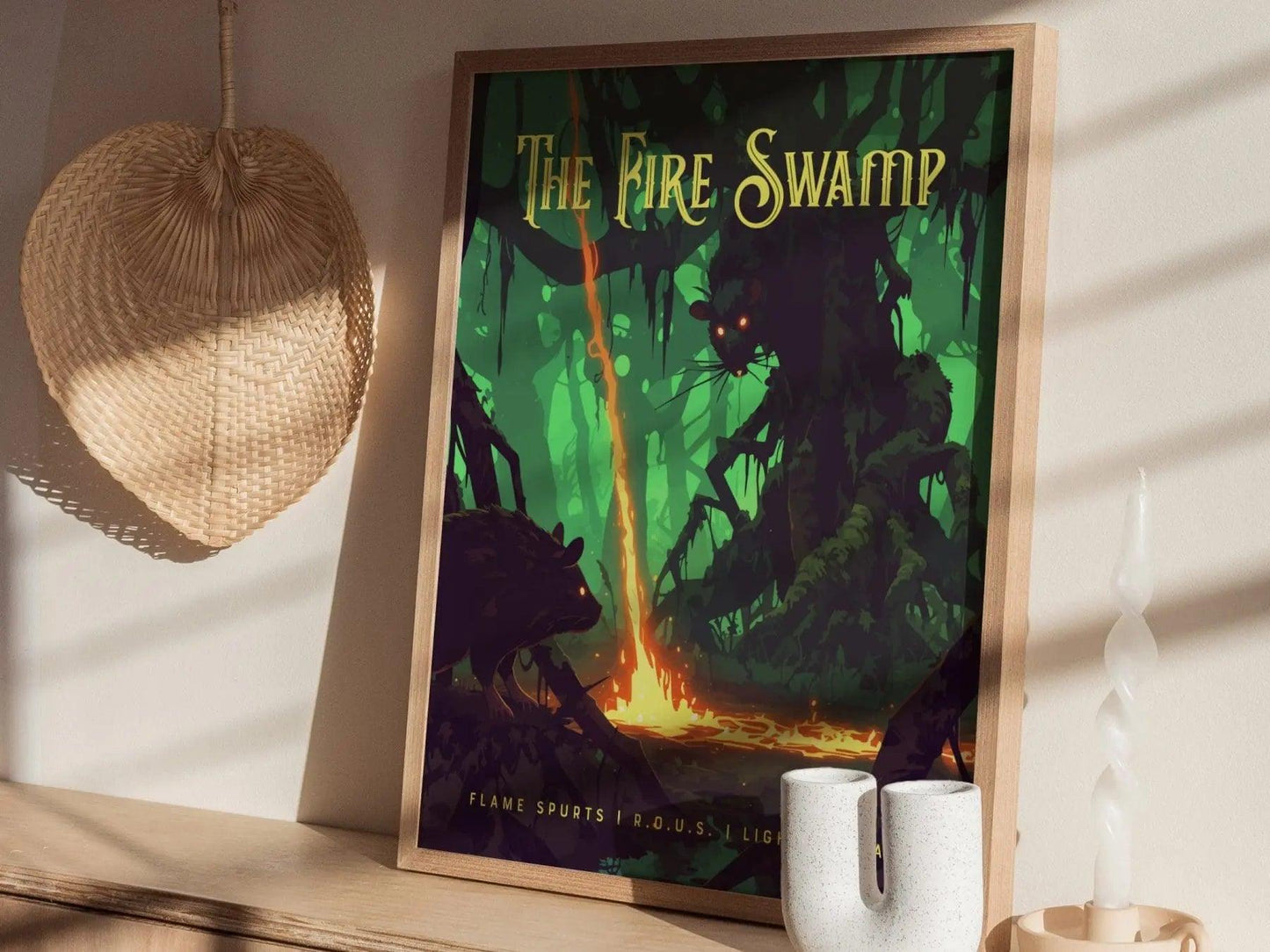 Fire Swamp, Princess Bride Collection, Framed Wall Art | ROUS Movie Poster Print Classic Fantasy Home Office Decor Gift Set 80s Nostalgia - Swell Scenes
