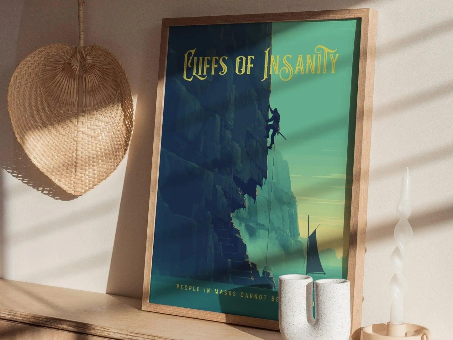 Cliffs Of Insanity, Princess Bride Collection, Framed Wall Art | Classic Movie Poster Print Fantasy Home Office Decor Gift Set 80s Nostalgia - Swell Scenes