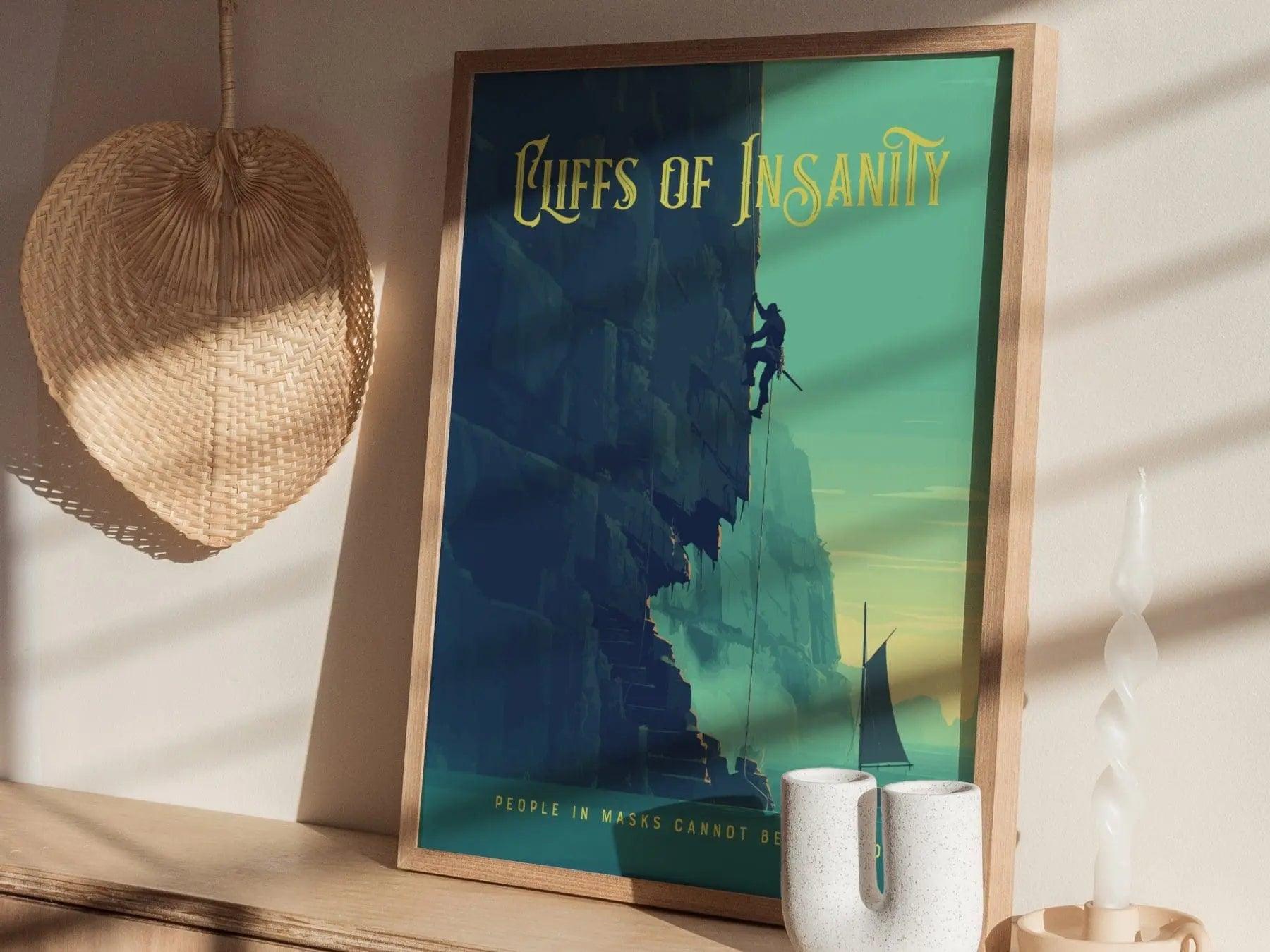 Cliffs Of Insanity, Princess Bride Collection, Framed Wall Art | Classic Movie Poster Print Fantasy Home Office Decor Gift Set 80s Nostalgia - Swell Scenes