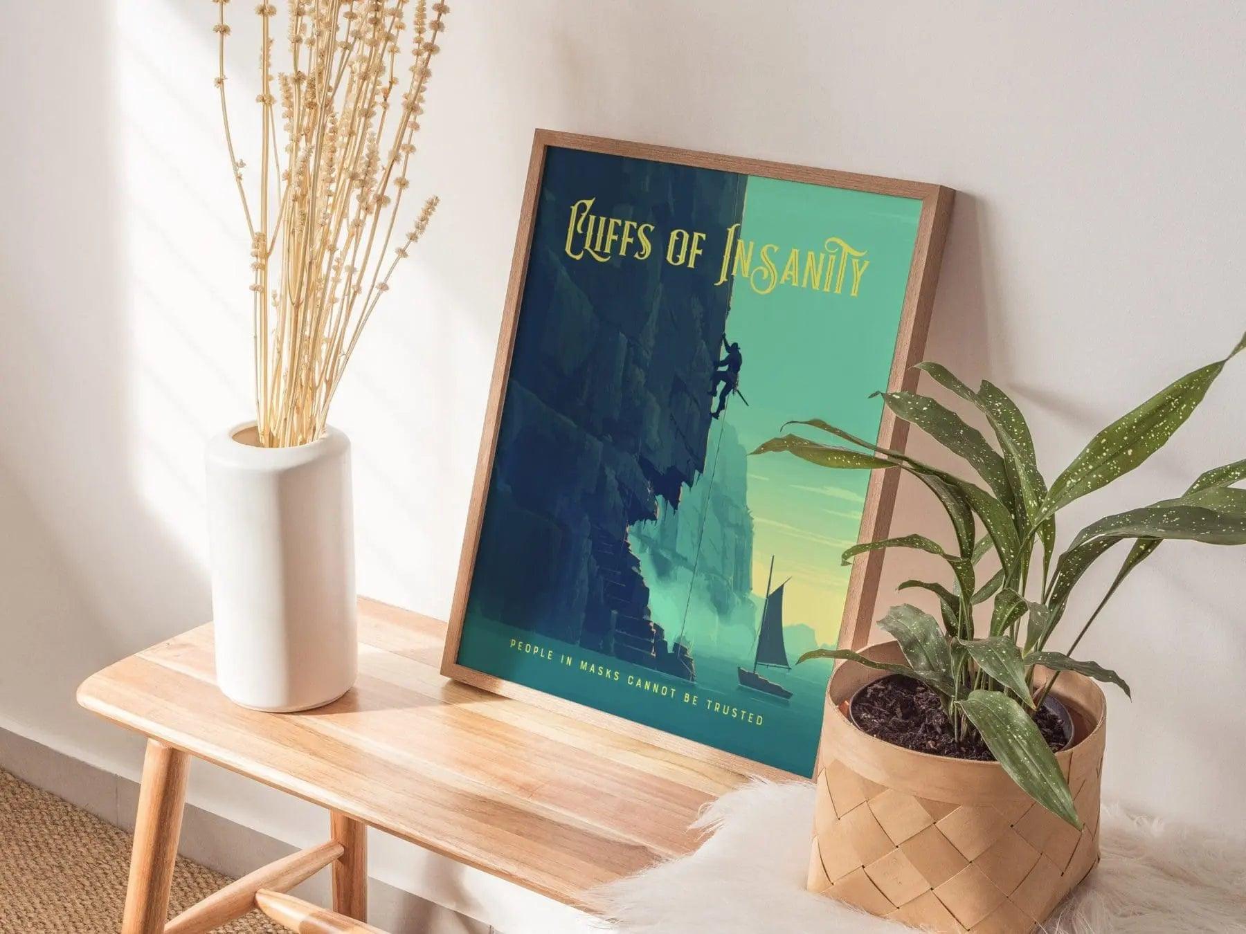 Cliffs Of Insanity, Princess Bride Collection, Framed Wall Art | Classic Movie Poster Print Fantasy Home Office Decor Gift Set 80s Nostalgia - Swell Scenes