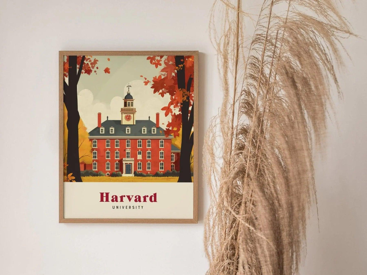 Harvard University Travel Print | Cambridge Travel Art | Harvard Trendy Travel Poster for Airbnb, Living Room, Office Decor | University Art - Swell Scenes
