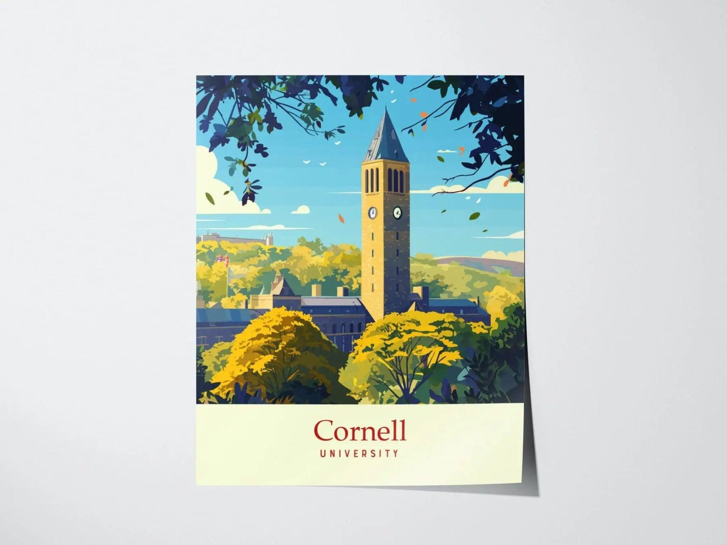 Cornell University, Ithaca, NY, Framed Travel Print | McGraw Tower College Campus Ivy League Alumni Wall Art Office Room Decor Poster Gift - Swell Scenes