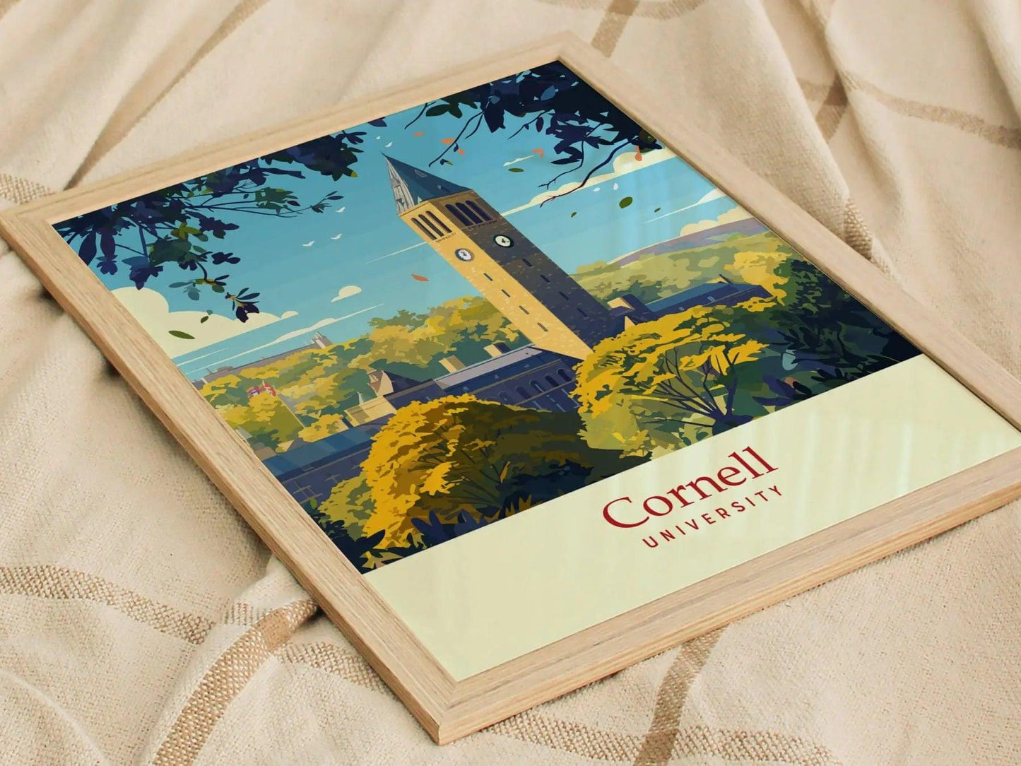 Cornell University, Ithaca, NY, Framed Travel Print | McGraw Tower College Campus Ivy League Alumni Wall Art Office Room Decor Poster Gift - Swell Scenes