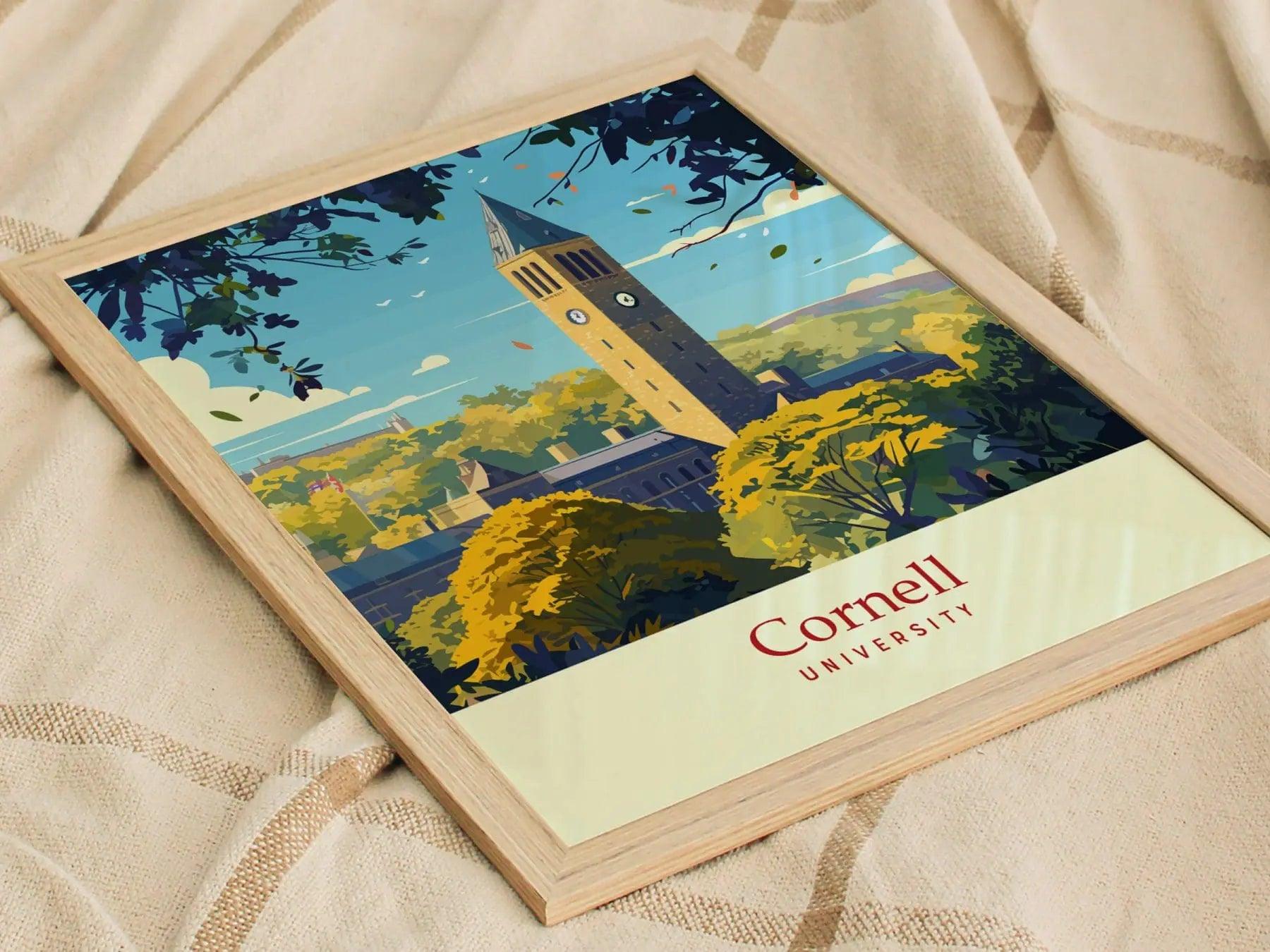Cornell University, Ithaca, NY, Framed Travel Print | McGraw Tower College Campus Ivy League Alumni Wall Art Office Room Decor Poster Gift - Swell Scenes