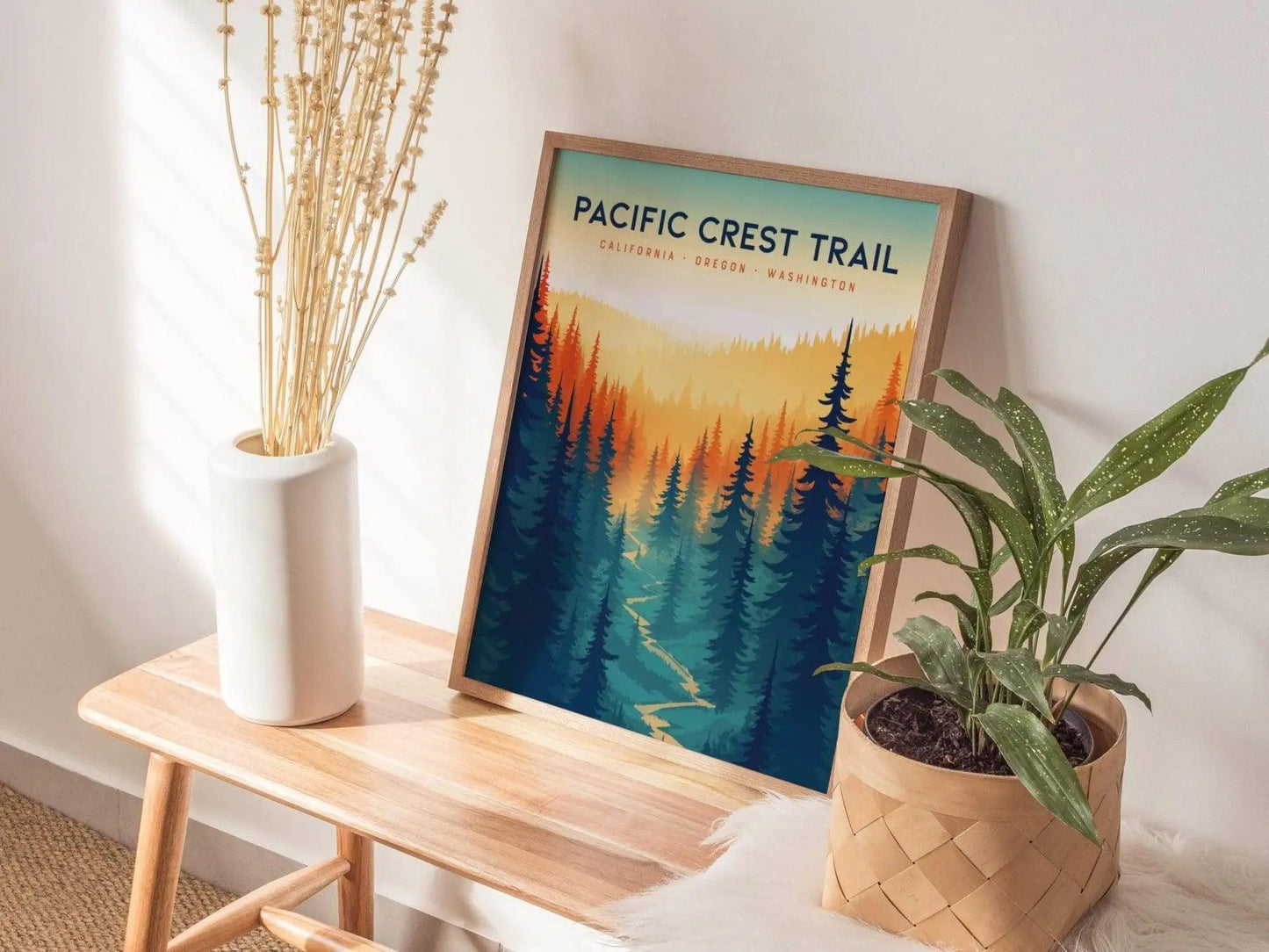 Pacific Crest Trail Travel Poster - Pacific Crest Trail Gift Wall Art Design Travel Print Hiker Adventure Gift Pacific Coastal Home Decor - Swell Scenes
