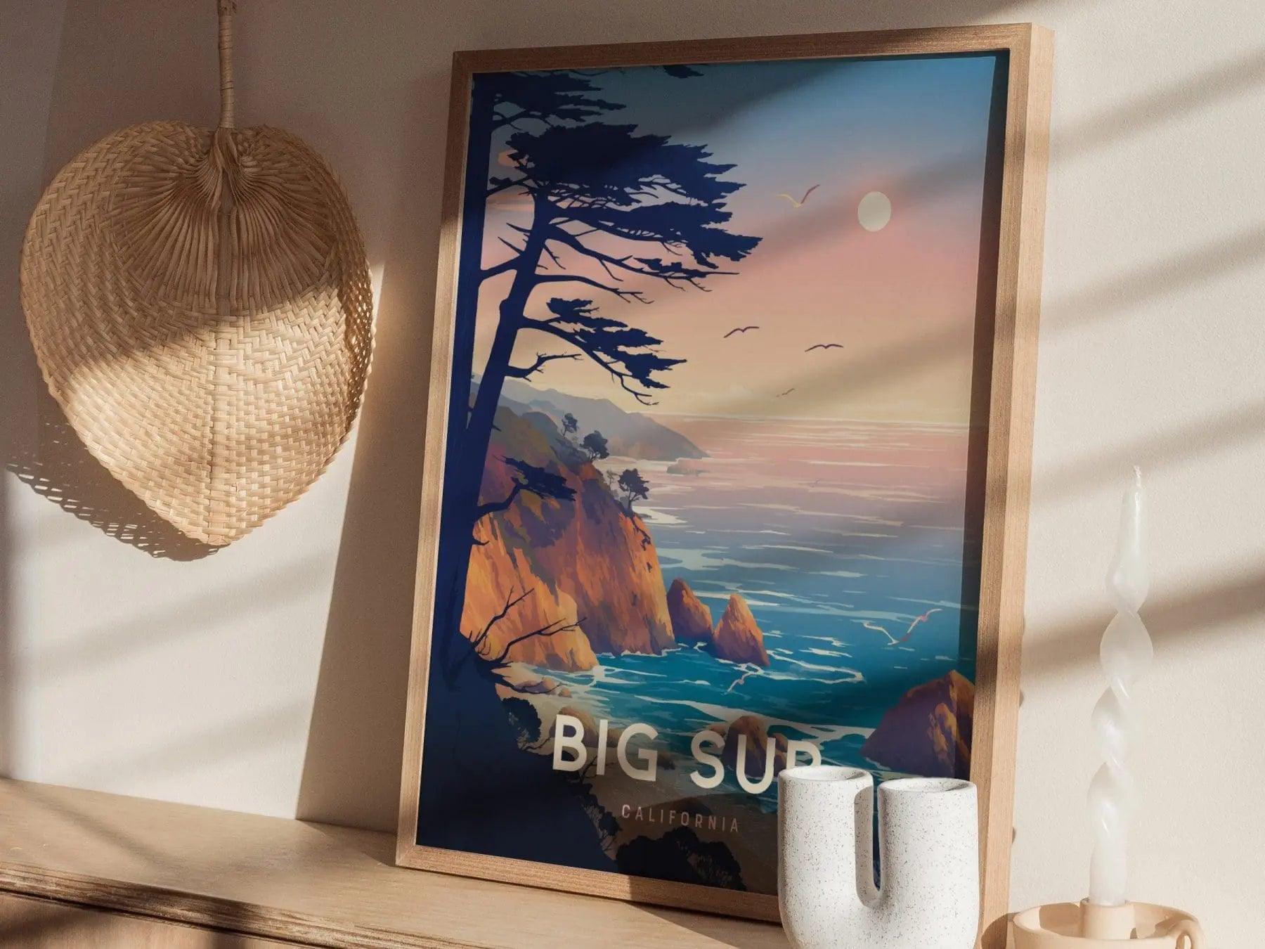 Big Sur Travel Print, California Big Sur Travel Poster, Travel Wall Art, Big Sur Artwork, California Travel Gift Wall Decor, Airbnb Decor - Swell Scenes