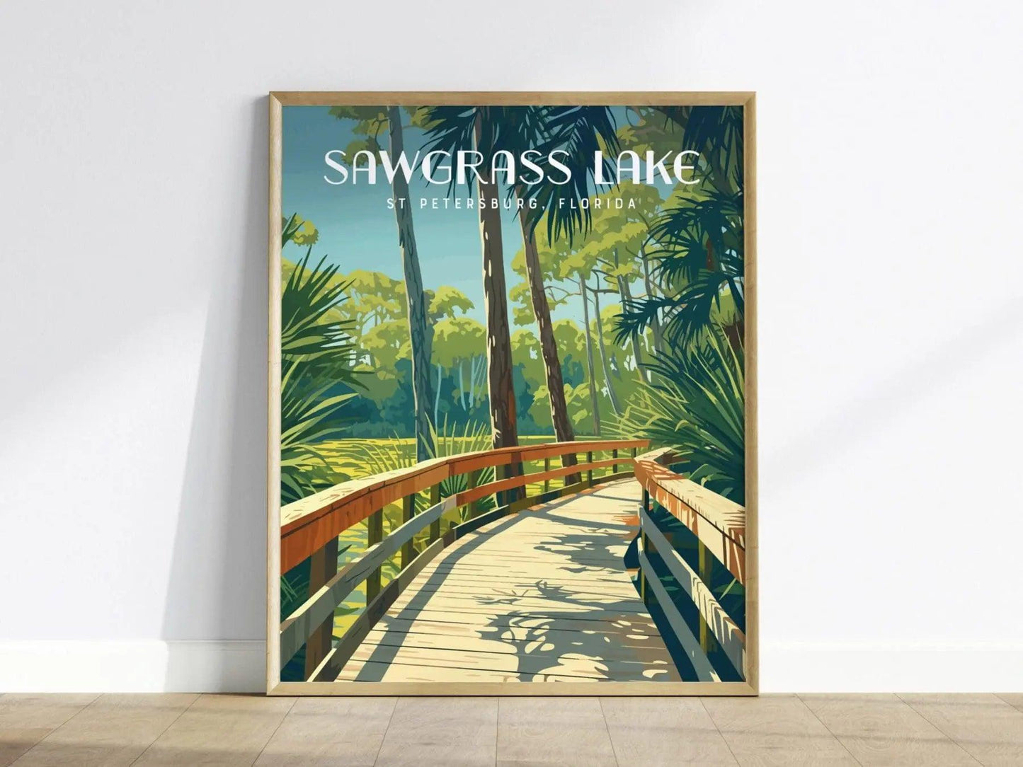 Sawgrasss Lake Park, St. Petersburg, Florida Framed Wall Art, St Pete Maple Swamp Nature Poster Design Travel Print Gulf Home Decor Set - Swell Scenes