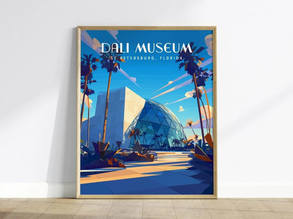 Salvador Dali Museum, St. Petersburg, Florida Framed Wall Art, St Pete Attractions Poster Design Travel Artwork Print Gulf Home Decor Set - Swell Scenes