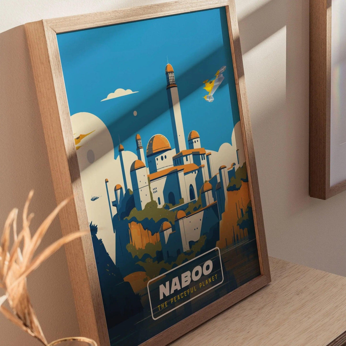 Star Wars Naboo Travel Poster, Retro Travel Art, Tatooine, Hoth, Endor - Naboo's Natural Beauty: Star Wars - Retro Galactic Travel Art Decor - Swell Scenes