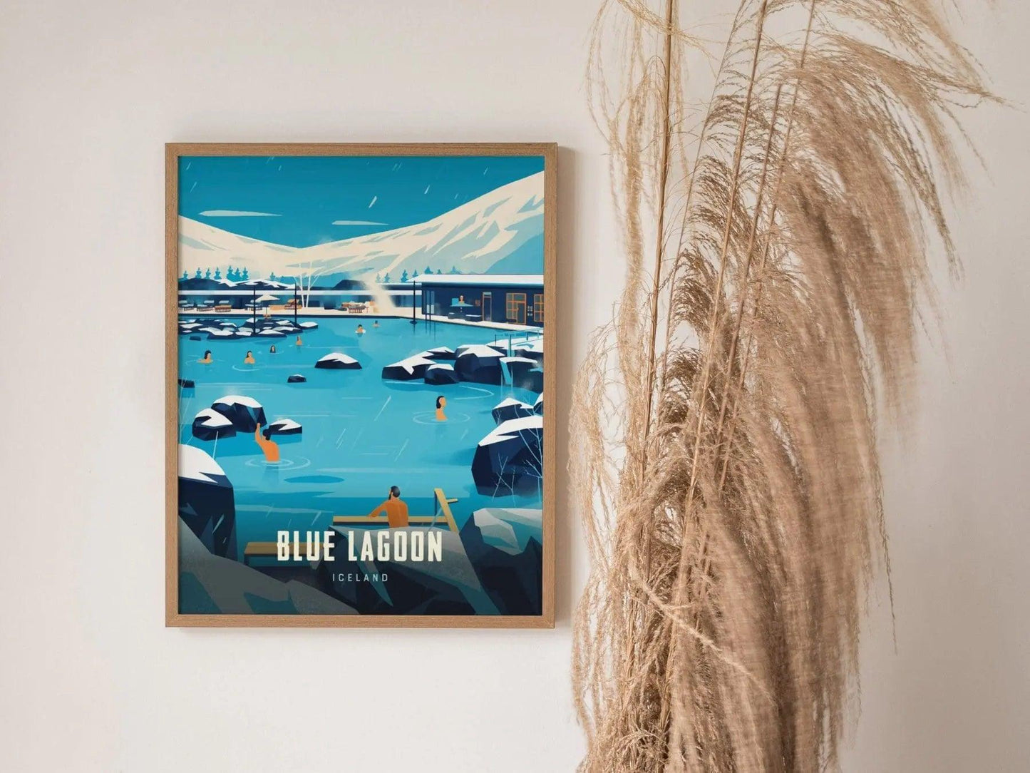 Iceland Blue Lagoon Travel Poster Wall Art, Iceland Blue Lagoon Poster, Reykjavík, Iceland Travel Print, Blue Lagoon Oasis Airbnb Decor Art - Swell Scenes