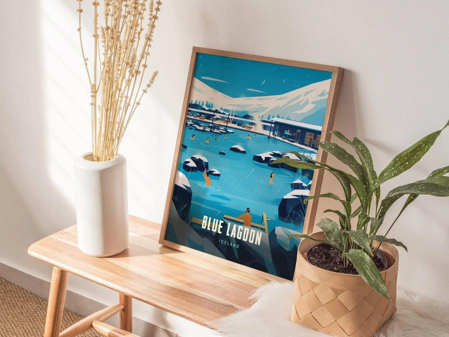 Iceland Blue Lagoon Travel Poster Wall Art, Iceland Blue Lagoon Poster, Reykjavík, Iceland Travel Print, Blue Lagoon Oasis Airbnb Decor Art - Swell Scenes