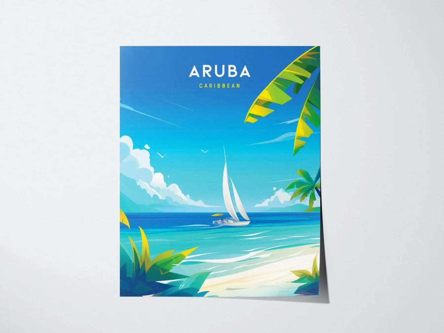 Aruba Travel Poster, Aruba Caribbean Poster Print, Aruba Caribbean Custom travel Poster, Personalized Travel Poster, Wedding Gift Decor - Swell Scenes