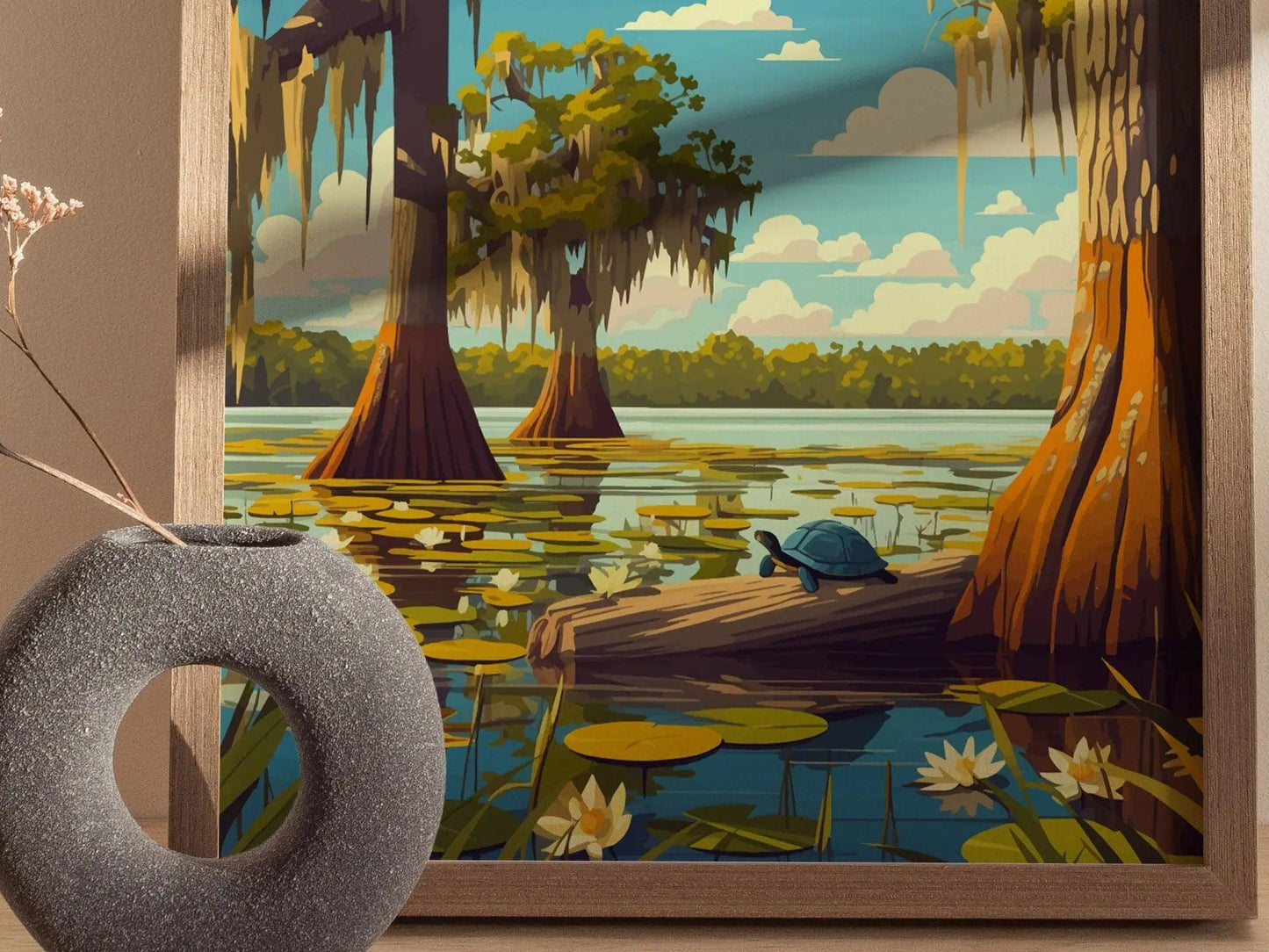 Lettuce Lake Park, Tampa, Florida Framed Wall Art, Hillsborough River Nature Conservation Poster Design Travel Print Cypress Home Decor Set - Swell Scenes