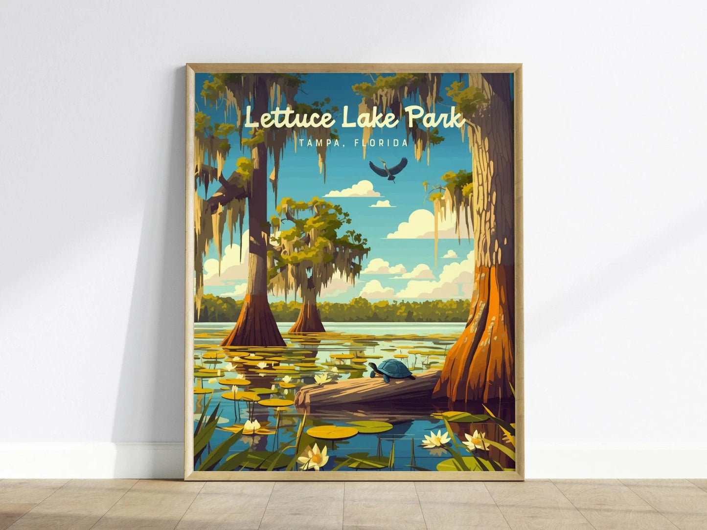 Lettuce Lake Park, Tampa, Florida Framed Wall Art, Hillsborough River Nature Conservation Poster Design Travel Print Cypress Home Decor Set - Swell Scenes
