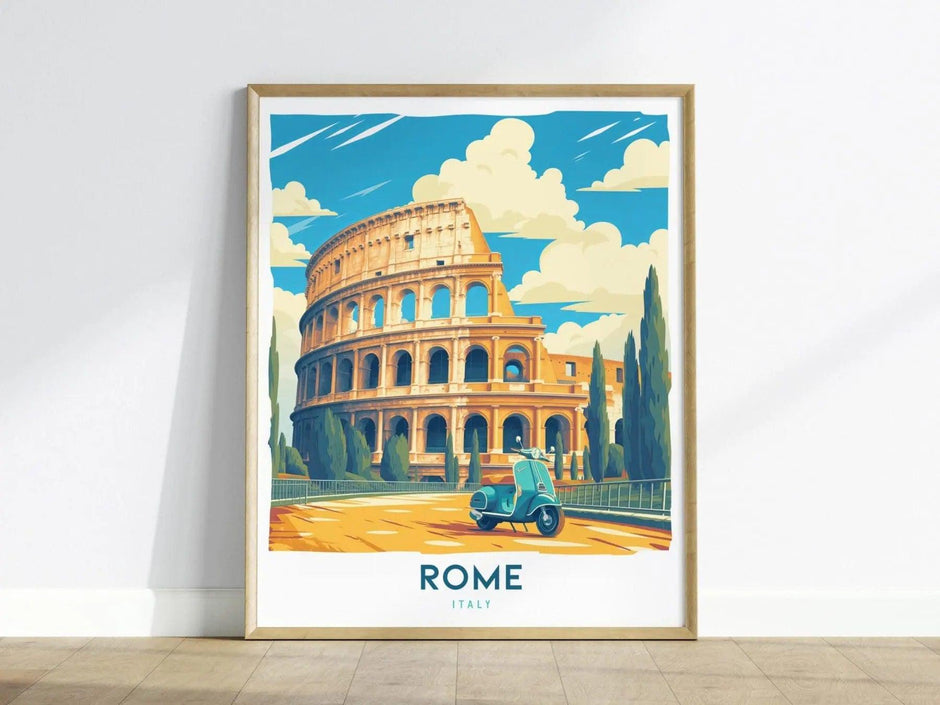 Rome Italy Travel Poster Wall Art, Rome Colosseum Poster, Coliseum Rome Wall Art, Italy Architecture Travel Print, Travel Gift Home Decor - Swell Scenes