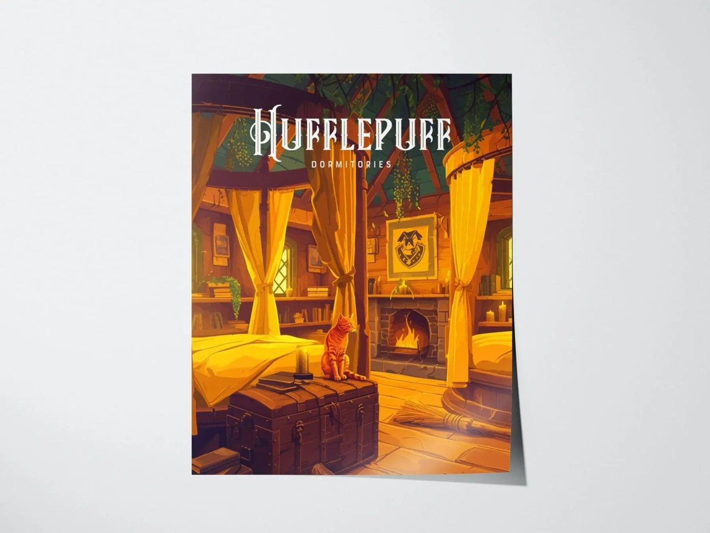 Hufflepuff Dormitories, Hogwarts Castle, Harry Potter Framed Wall Art | Dorm Poster Print Academia Witchy Cottagecore Home Decor Gift Set - Swell Scenes