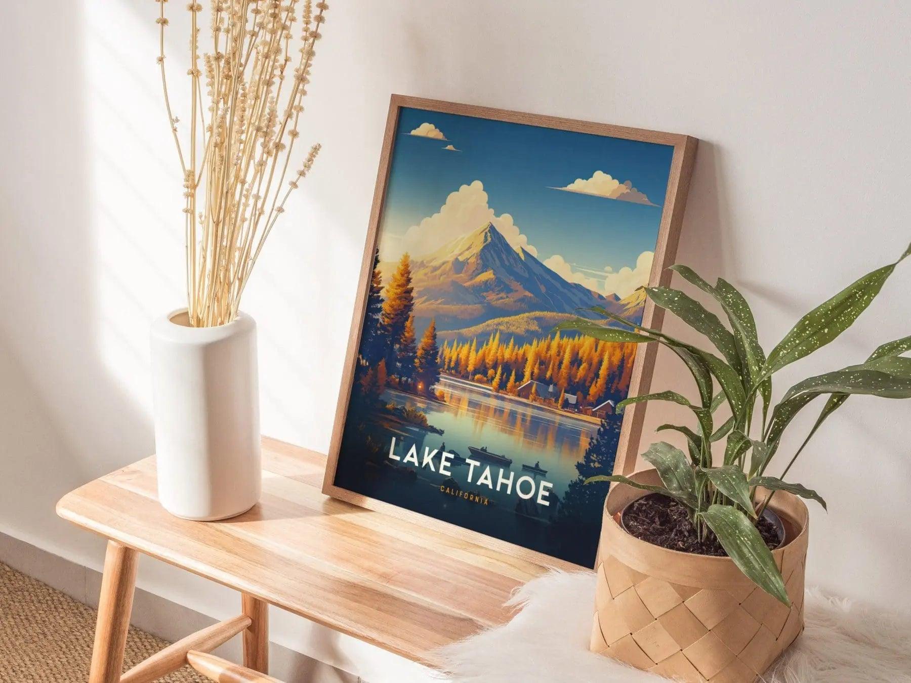 Lake Tahoe National Park Framed Wall Art, Lake Tahoe Poster, Tahoe State Park Wall Art, Tahoe Travel Print, Travel Gift, Airbnb Wall Decor - Swell Scenes