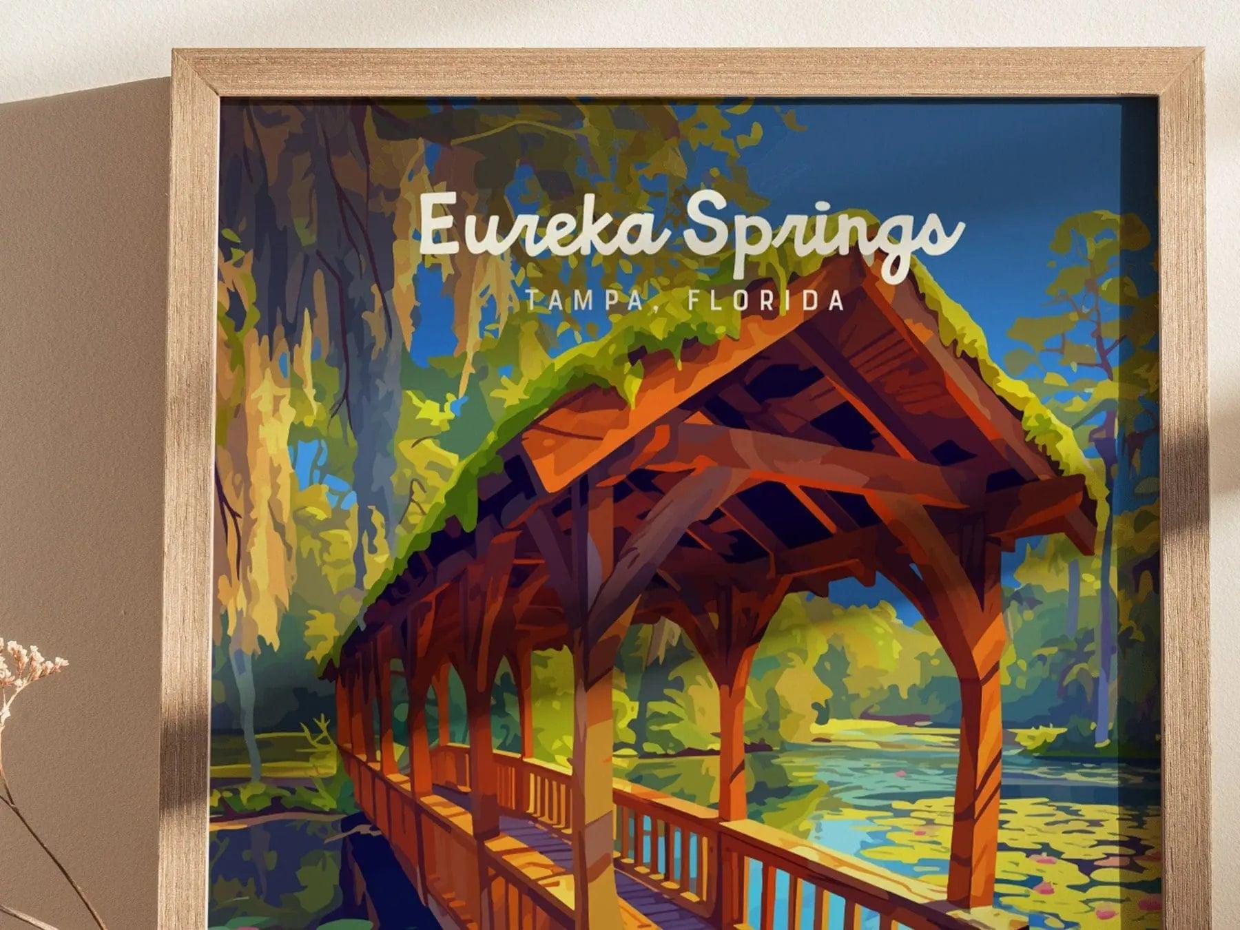 Eureka Springs Park, Tampa, Florida Framed Wall Art | Hillsborough Nature Forest Design Travel Print Central FL Outdoors Home Decor Set - Swell Scenes