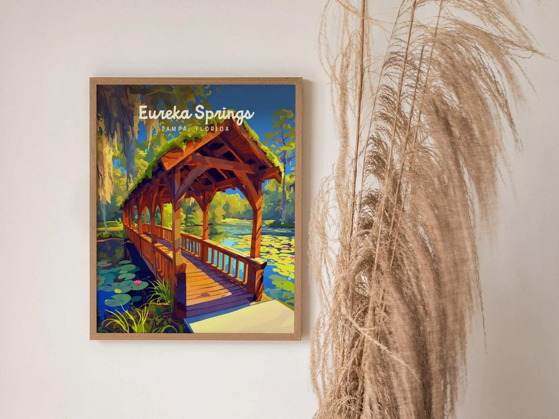 Eureka Springs Park, Tampa, Florida Framed Wall Art | Hillsborough Nature Forest Design Travel Print Central FL Outdoors Home Decor Set - Swell Scenes
