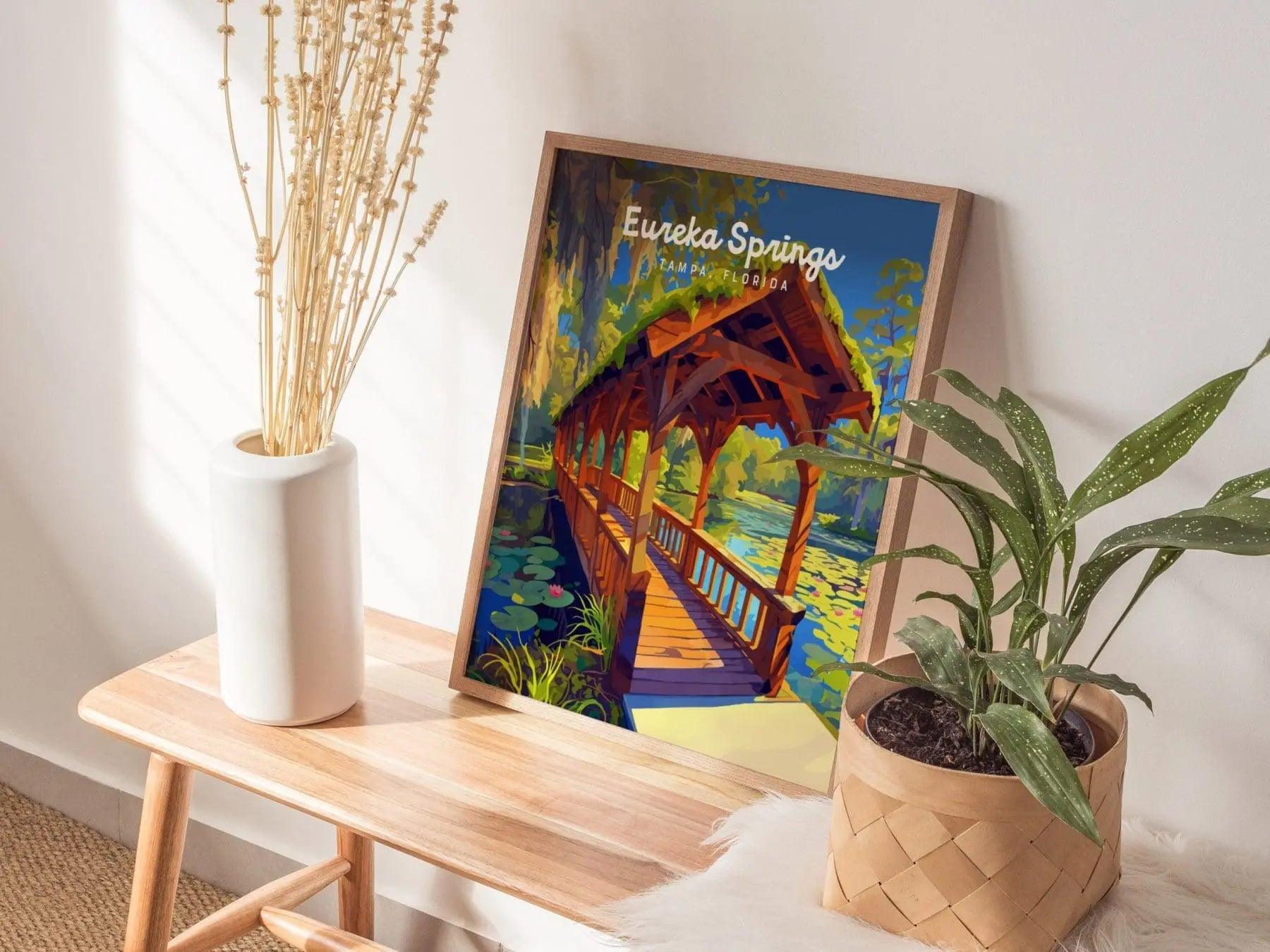 Eureka Springs Park, Tampa, Florida Framed Wall Art | Hillsborough Nature Forest Design Travel Print Central FL Outdoors Home Decor Set - Swell Scenes