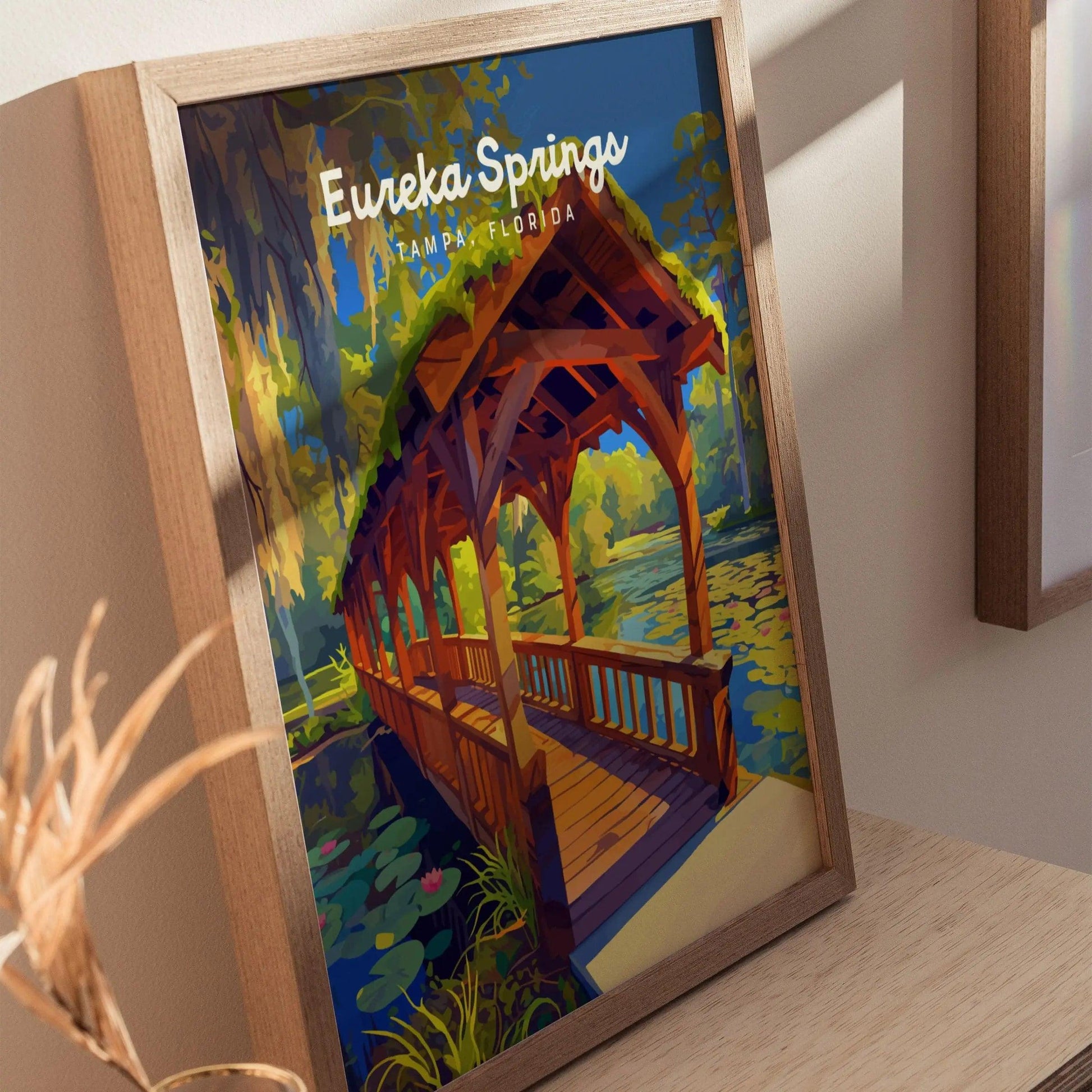 Eureka Springs Park, Tampa, Florida Framed Wall Art | Hillsborough Nature Forest Design Travel Print Central FL Outdoors Home Decor Set - Swell Scenes