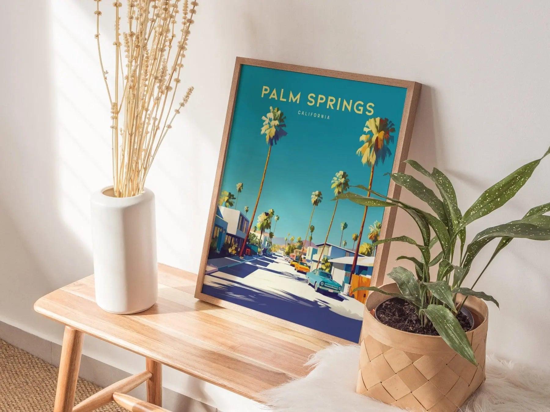 Palm Springs Framed Wall Art, Palm Springs Travel Poster, California wall art, palm springs, Midcentury Travel Prints, Home Decor - Swell Scenes