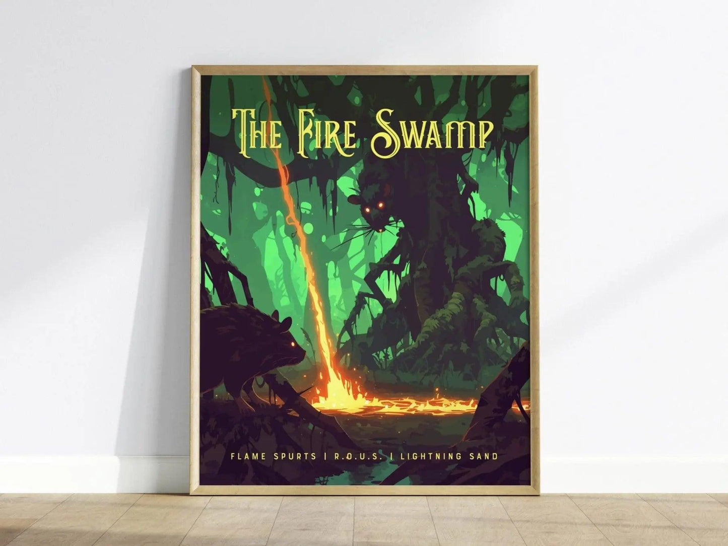 Fire Swamp, Princess Bride Collection, Framed Wall Art | ROUS Movie Poster Print Classic Fantasy Home Office Decor Gift Set 80s Nostalgia - Swell Scenes