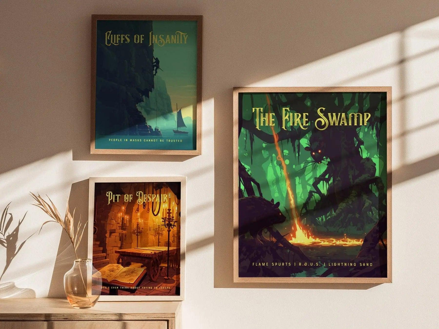 Fire Swamp, Princess Bride Collection, Framed Wall Art | ROUS Movie Poster Print Classic Fantasy Home Office Decor Gift Set 80s Nostalgia - Swell Scenes
