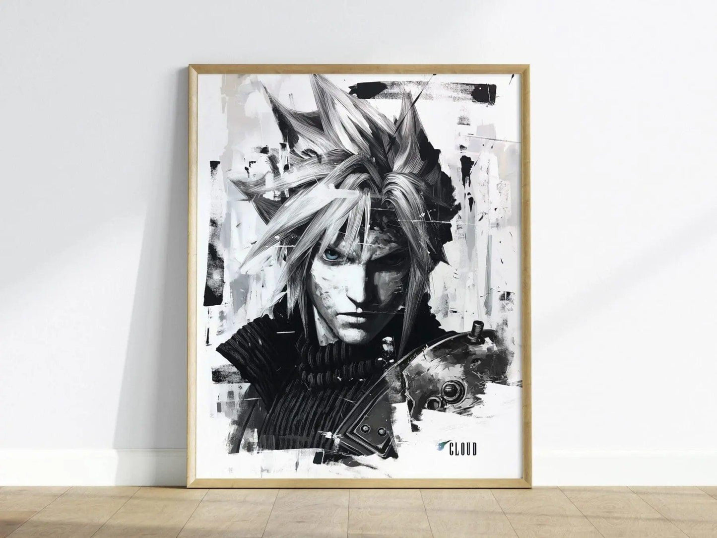 Cloud Final Fantasy VII Framed Wall Art - Limited Edition Fine Art Print, FF7 Poster, Final Fantasy VII Rebirth, Gamer Gift, Home Decor - Swell Scenes