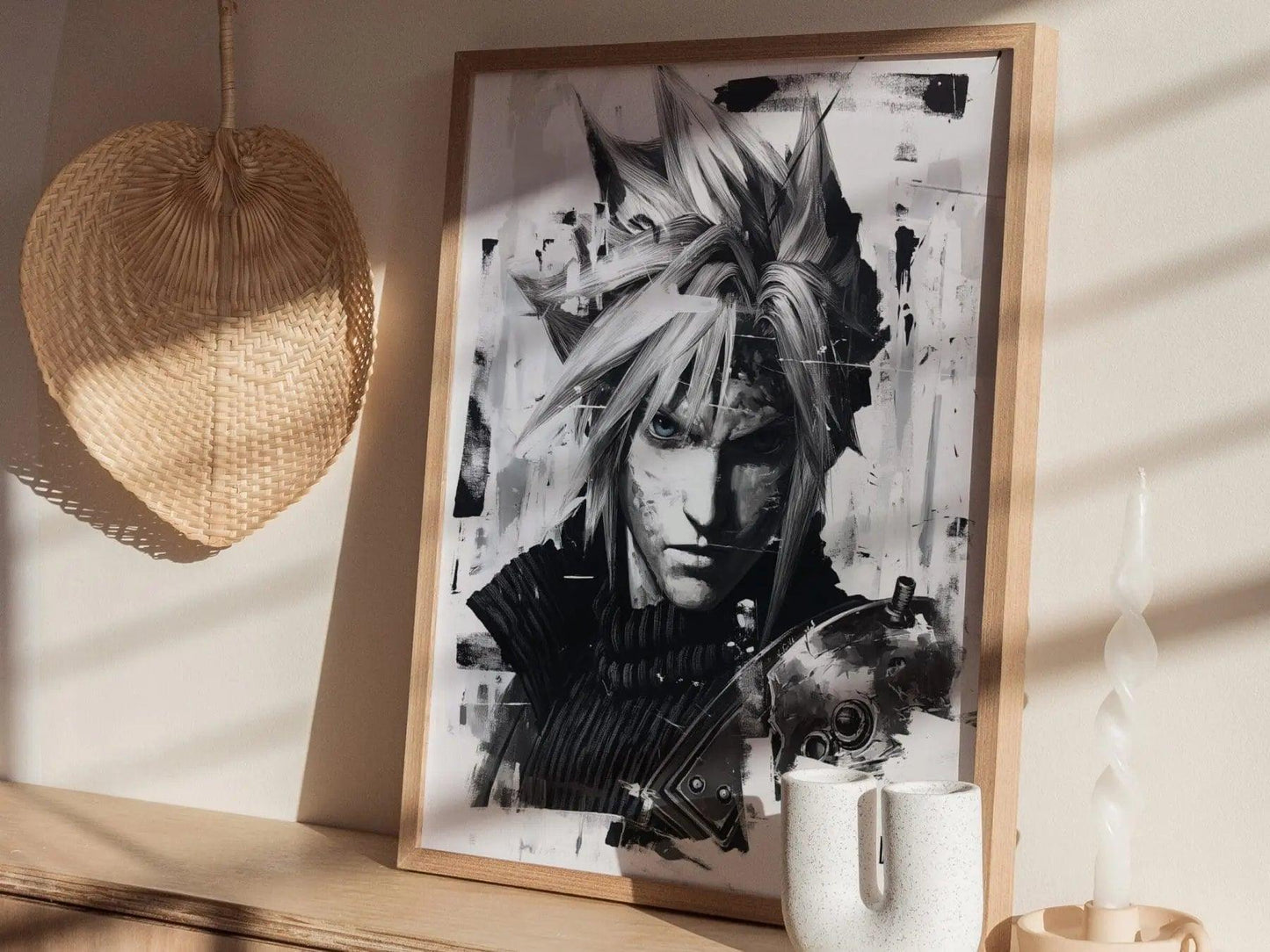 Cloud Final Fantasy VII Framed Wall Art - Limited Edition Fine Art Print, FF7 Poster, Final Fantasy VII Rebirth, Gamer Gift, Home Decor - Swell Scenes
