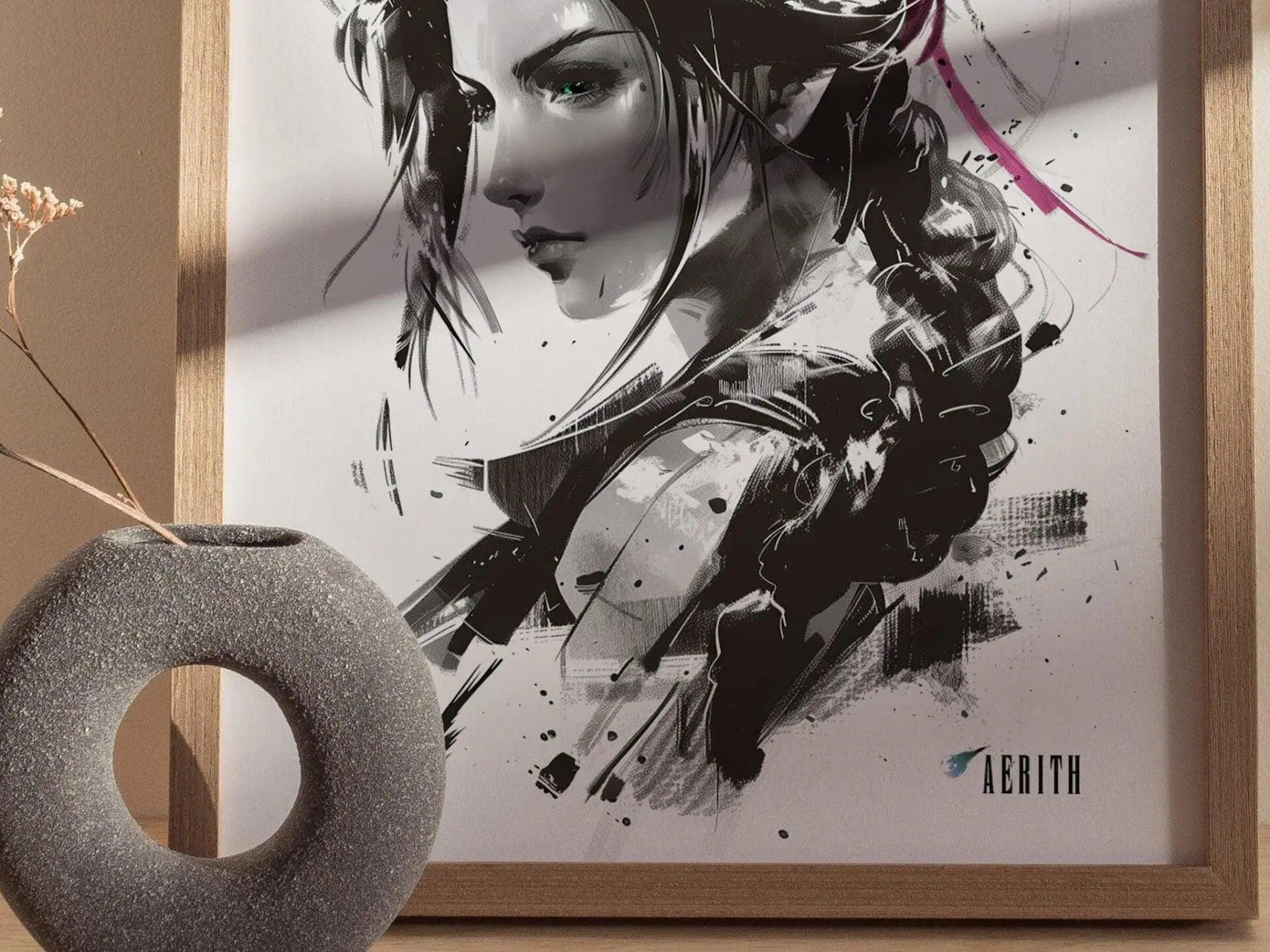 Aerith Final Fantasy VII Framed Wall Art - Limited Edition Aerith Print, FF7 Poster, Final Fantasy VII Rebirth, Gamer Gift, Office Decor - Swell Scenes