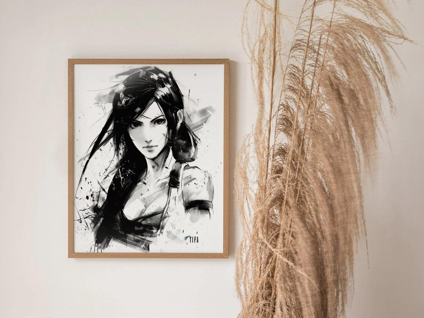 Tifa poster alternative angle highlighting Final Fantasy VII character detail and Shinkawa-inspired brushwork style