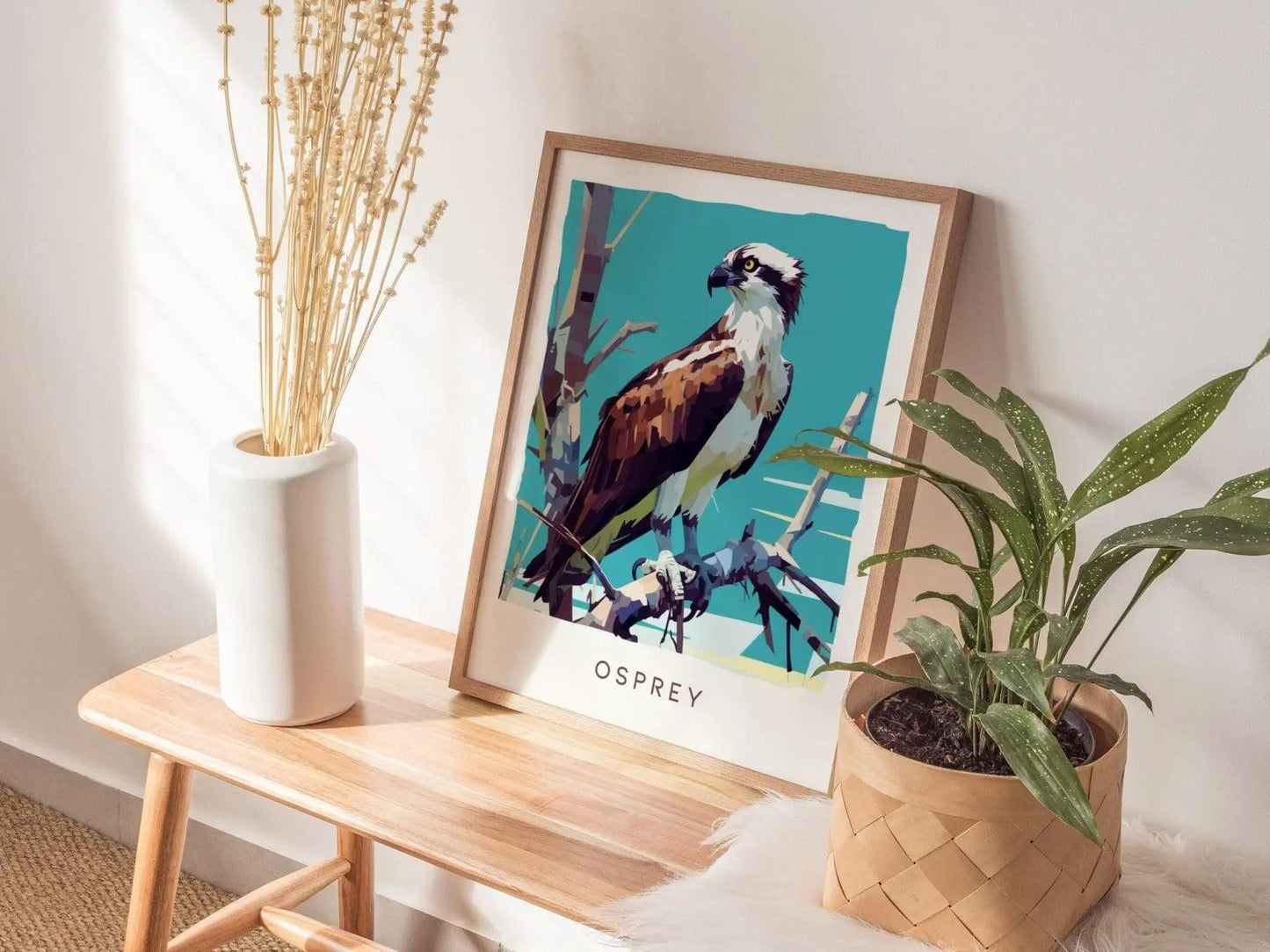 Osprey, Florida Birds Wildlife Framed Wall Art - Fish Hawk Tropical Bird Of Prey Poster Design Travel Print Home Beach Cottage Decor Set - Swell Scenes