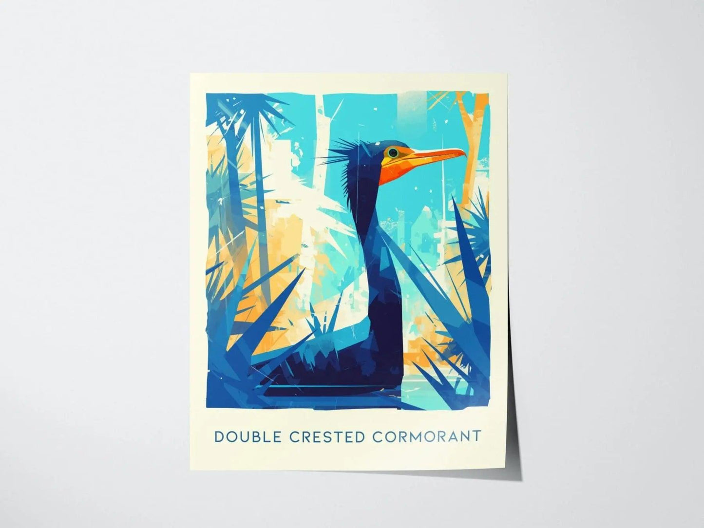 Cormorant, Florida Birds Wildlife Framed Wall Art - Water Turkey Bird Poster Design Travel Print Lake Home Beach Cottage Birder Decor Set - Swell Scenes