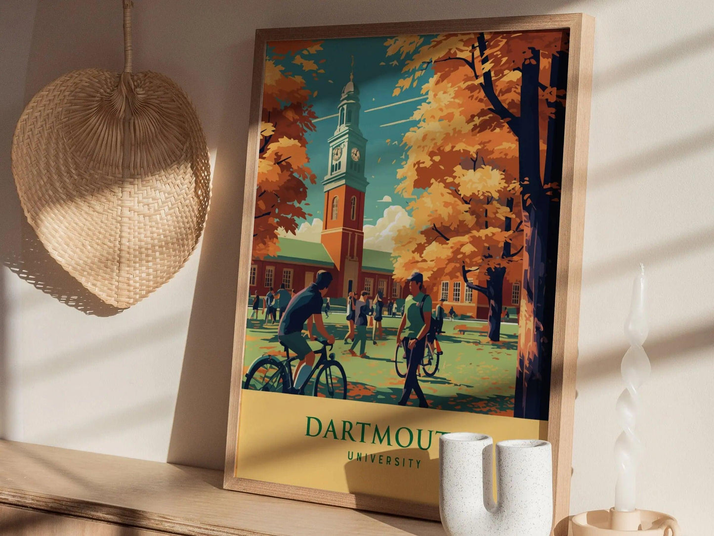 Dartmouth University, Hanover, New Hampshire Framed Travel Print | Baker Tower College Campus Ivy League Alumni Wall Art Office Room Decor - Swell Scenes