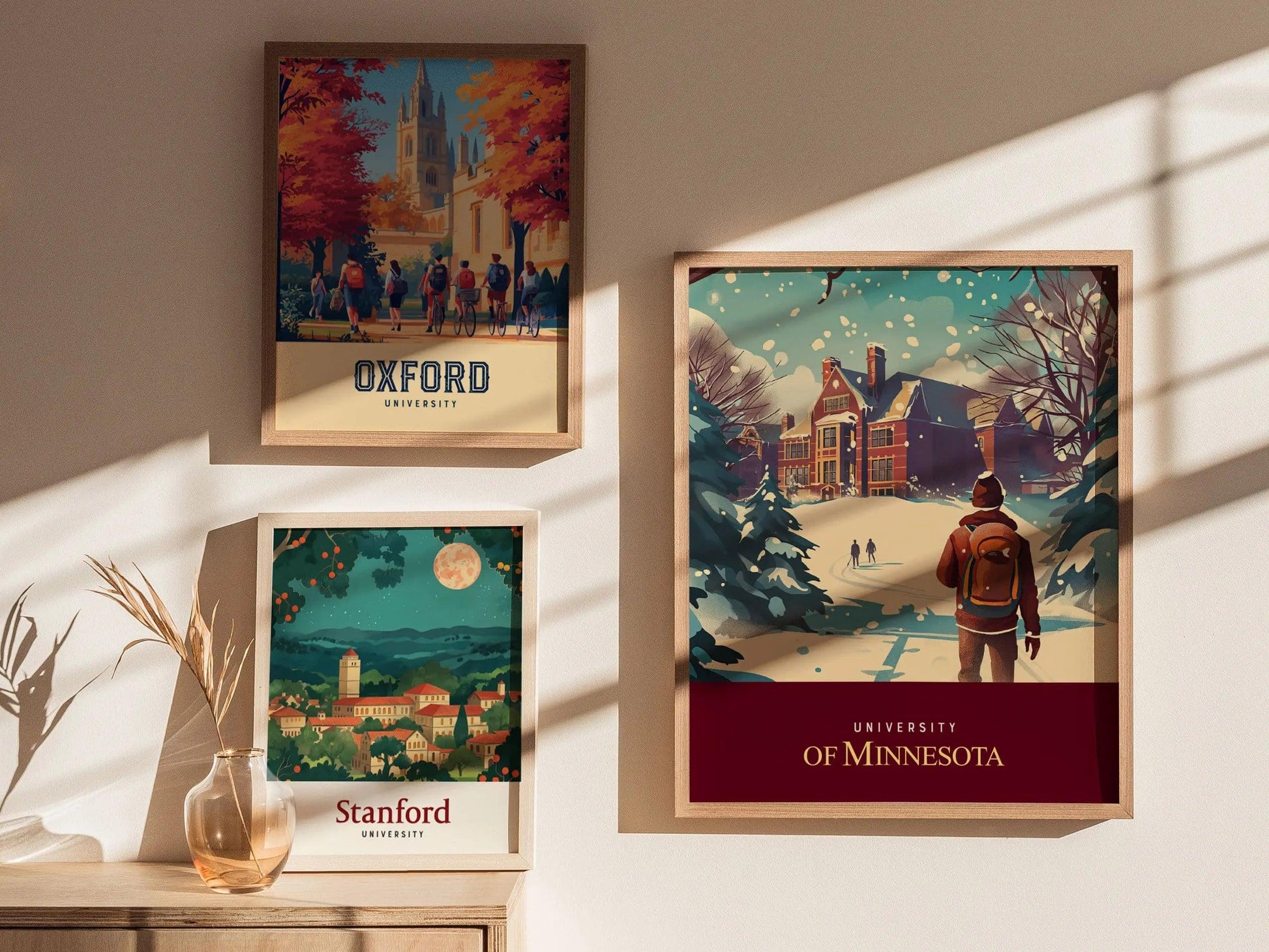 University of Minnesota wall art displayed in dorm with Golden Gophers campus Twin Cities Big Ten poster