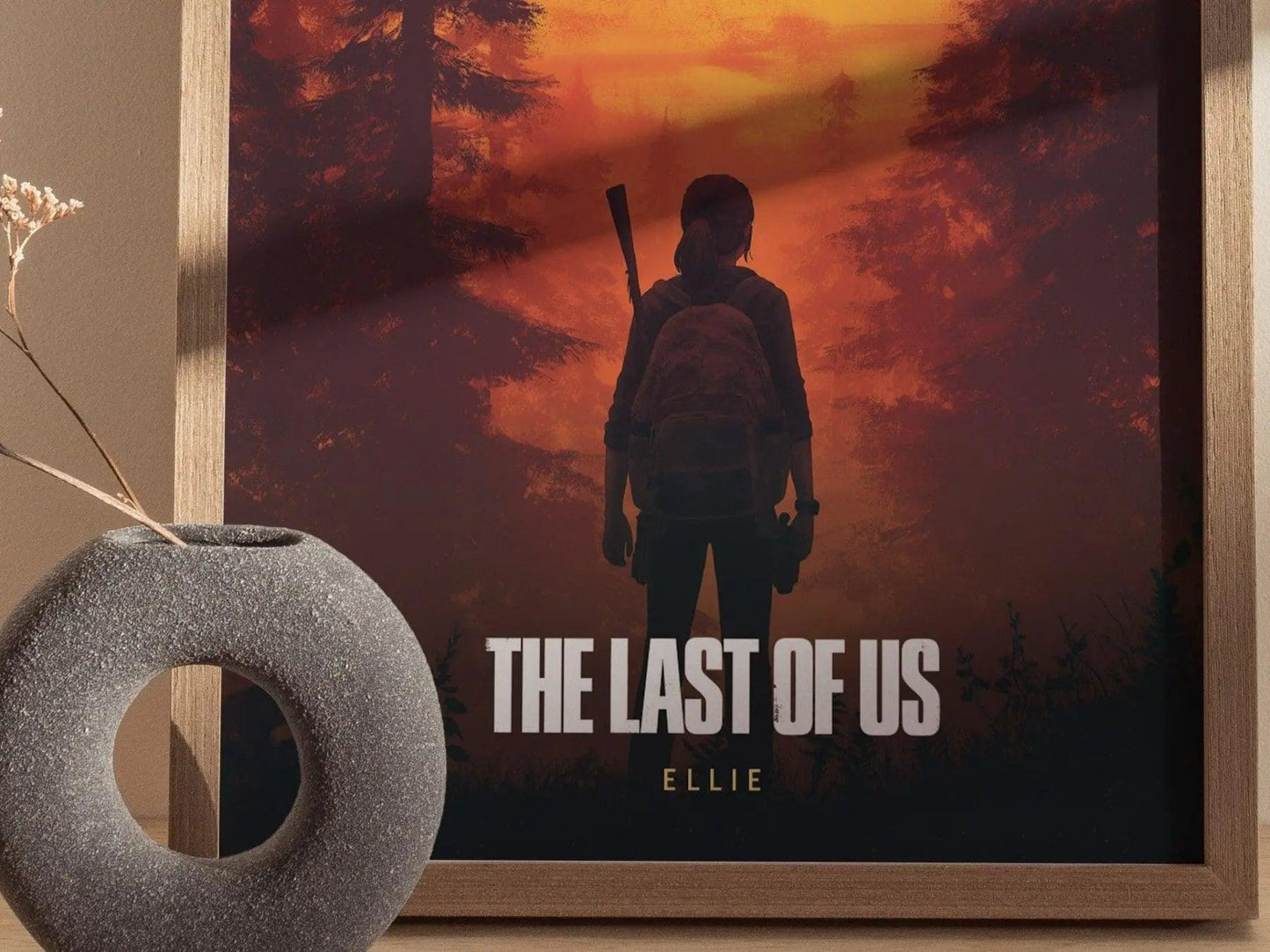 The Last of Us Ellie Williams poster featuring post-apocalyptic forest setting TLOU gaming wall art