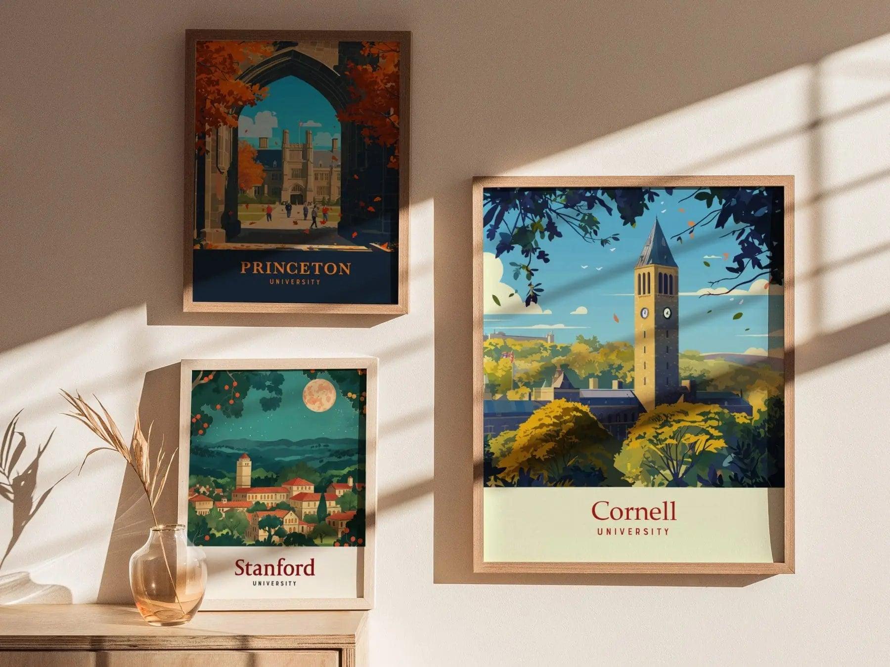 Cornell University, Ithaca, NY, Framed Travel Print | McGraw Tower College Campus Ivy League Alumni Wall Art Office Room Decor Poster Gift - Swell Scenes