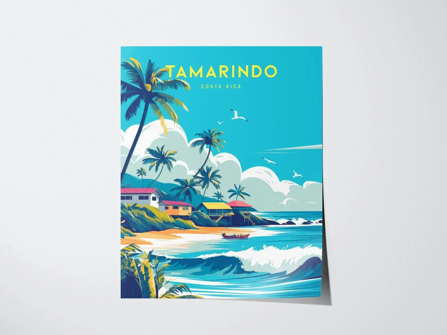 Tamarindo Travel Poster | Costa Rica Surf, Pico Grande - Wall Art Decor Gift for Tamarindo Visitors | Tamarindo Artwork | Costa Rica Decor - Swell Scenes