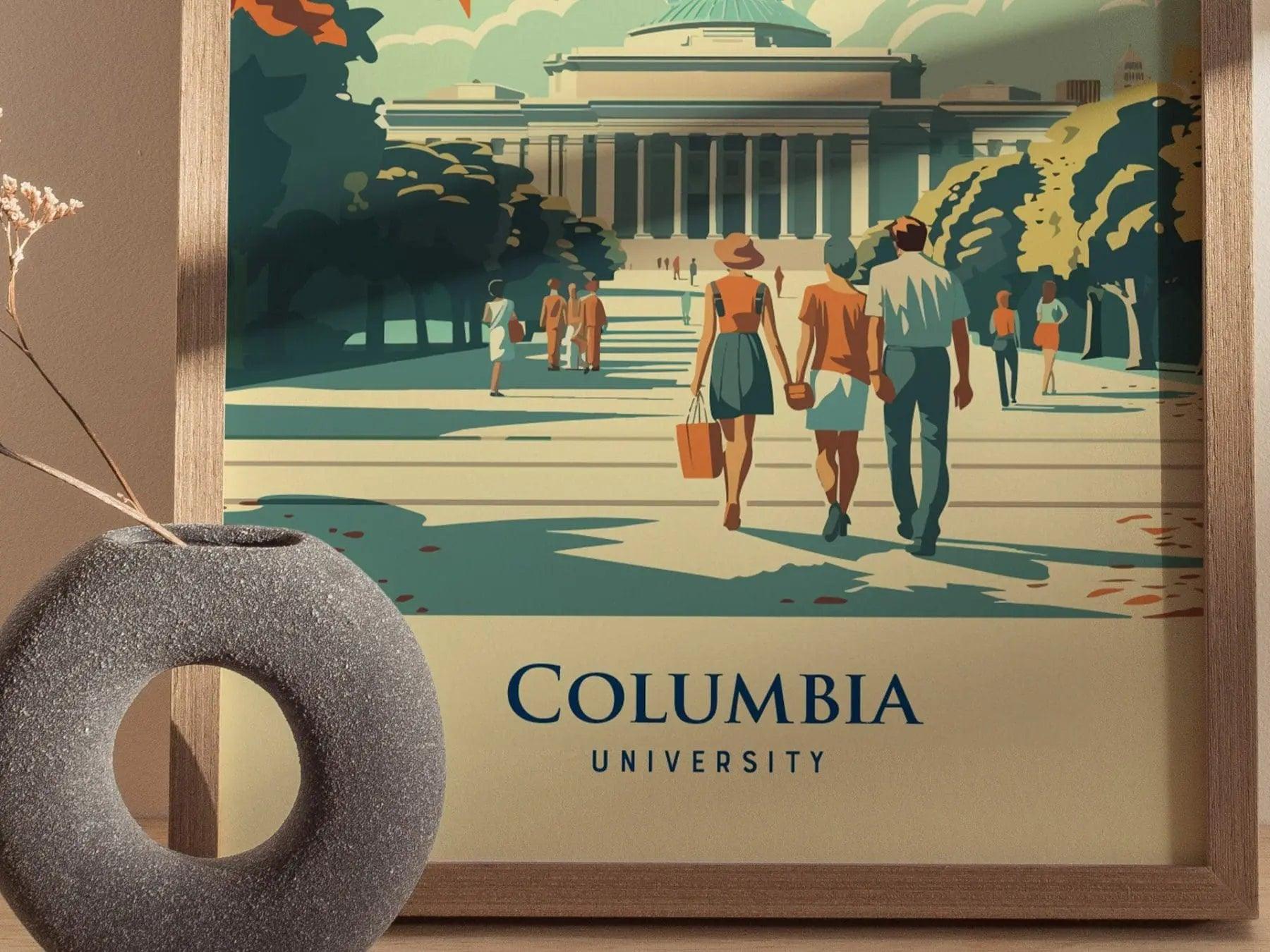 Columbia University, New York City, NY, Framed Travel Print | Low Library College Ivy League Alumni Wall Art Office Room Decor Poster Gift - Swell Scenes