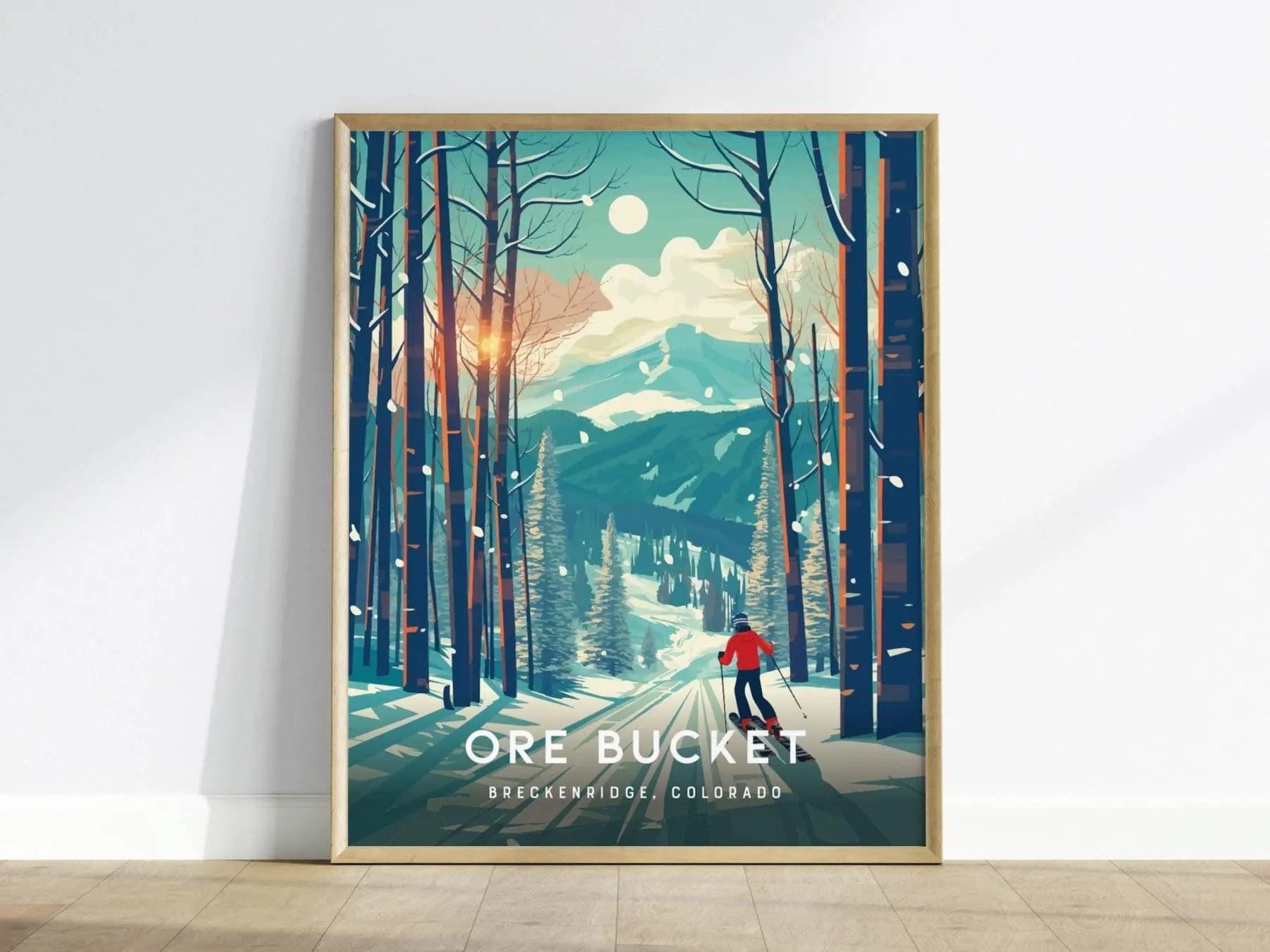 Breckenridge Colorado Framed Print, Wall Decor, Ore Bucket Run, Peak 6 Breckenridge Poster Colorado Art Gift, Breckenridge Ski and Snowboard - Swell Scenes
