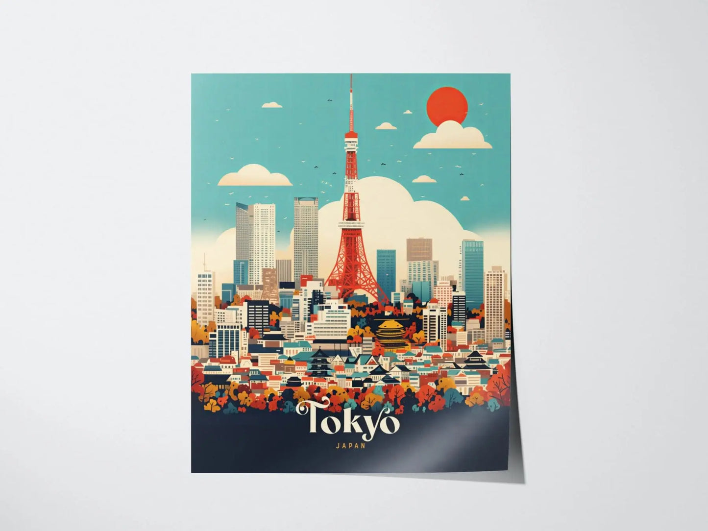 Tokyo Tower City Japan Asia Framed Travel Print, Japan Tokyo Travel Poster, Tokyo City Wall Art, Japan Fuji Mountain Travel, Airbnb Decor - Swell Scenes