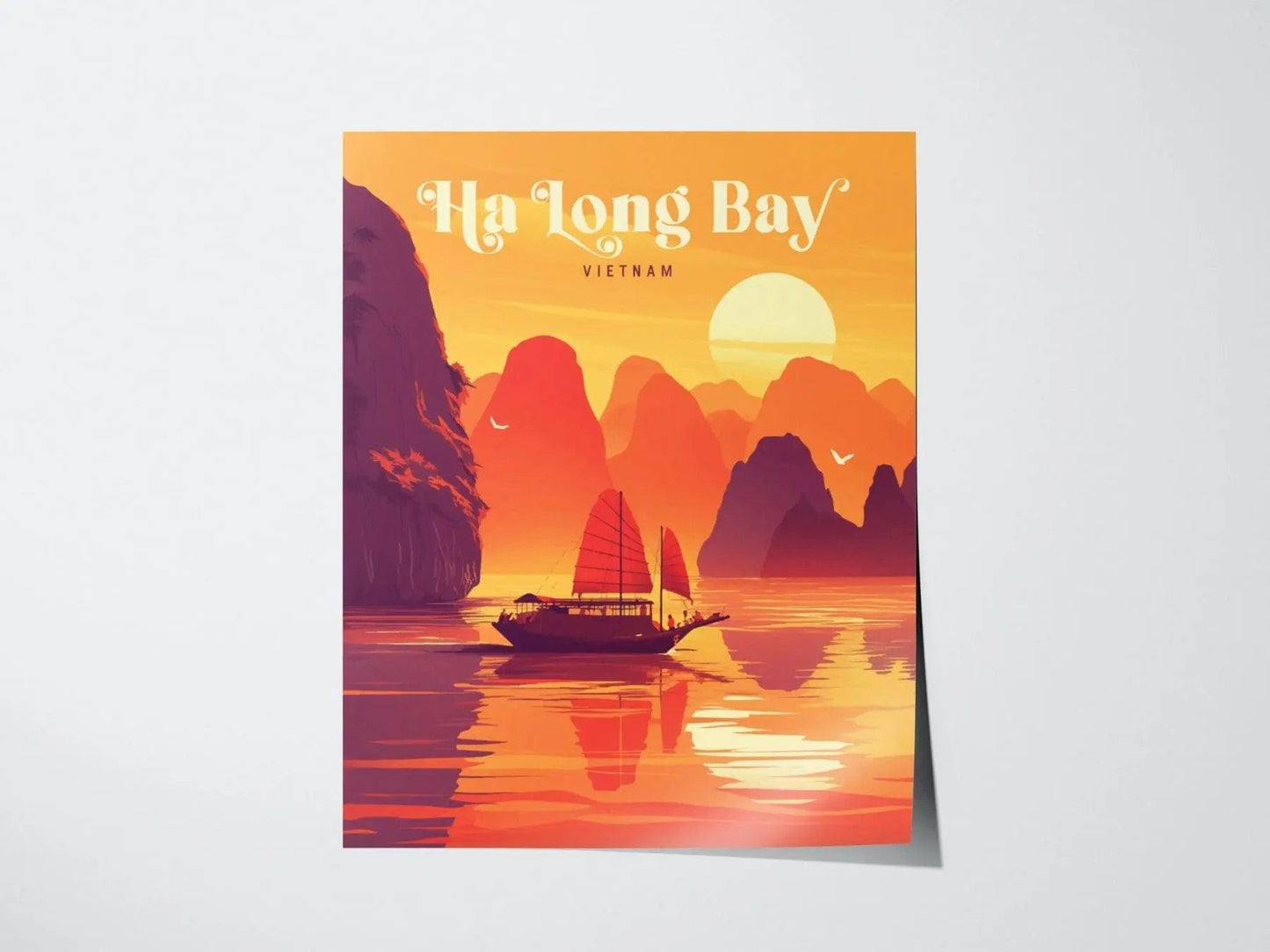 Ha Long Bay Vietnam Travel Print, Ha Long Bay Island Poster Print, Ha Long Bay Wall Art, Vietnam Ha Long Bay Island Wall Decor - Home Decor - Swell Scenes