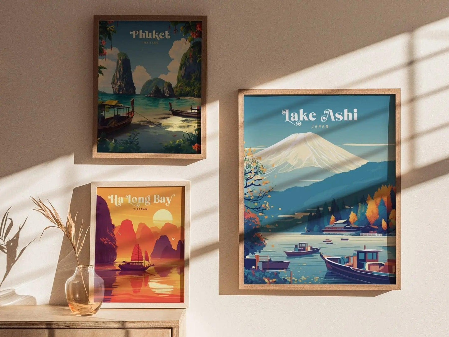 Lake Ashi Hakone Japan Wall Art Travel, Tokyo Mount Fuji Wall Art, Japanese Poster, Japanese Print, Japanese Travel Poster Airbnb Home Decor - Swell Scenes