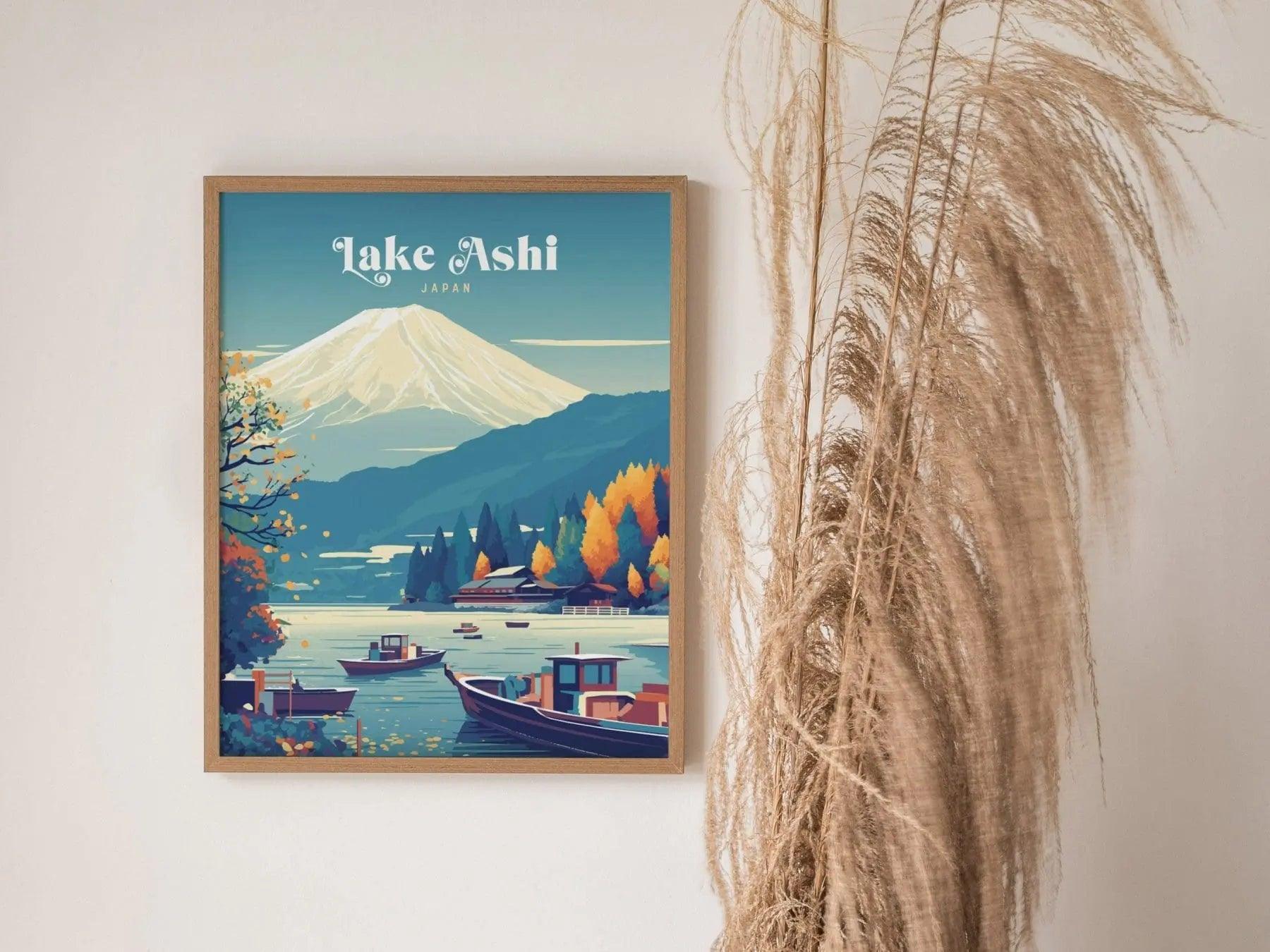 Lake Ashi Hakone Japan Wall Art Travel, Tokyo Mount Fuji Wall Art, Japanese Poster, Japanese Print, Japanese Travel Poster Airbnb Home Decor - Swell Scenes