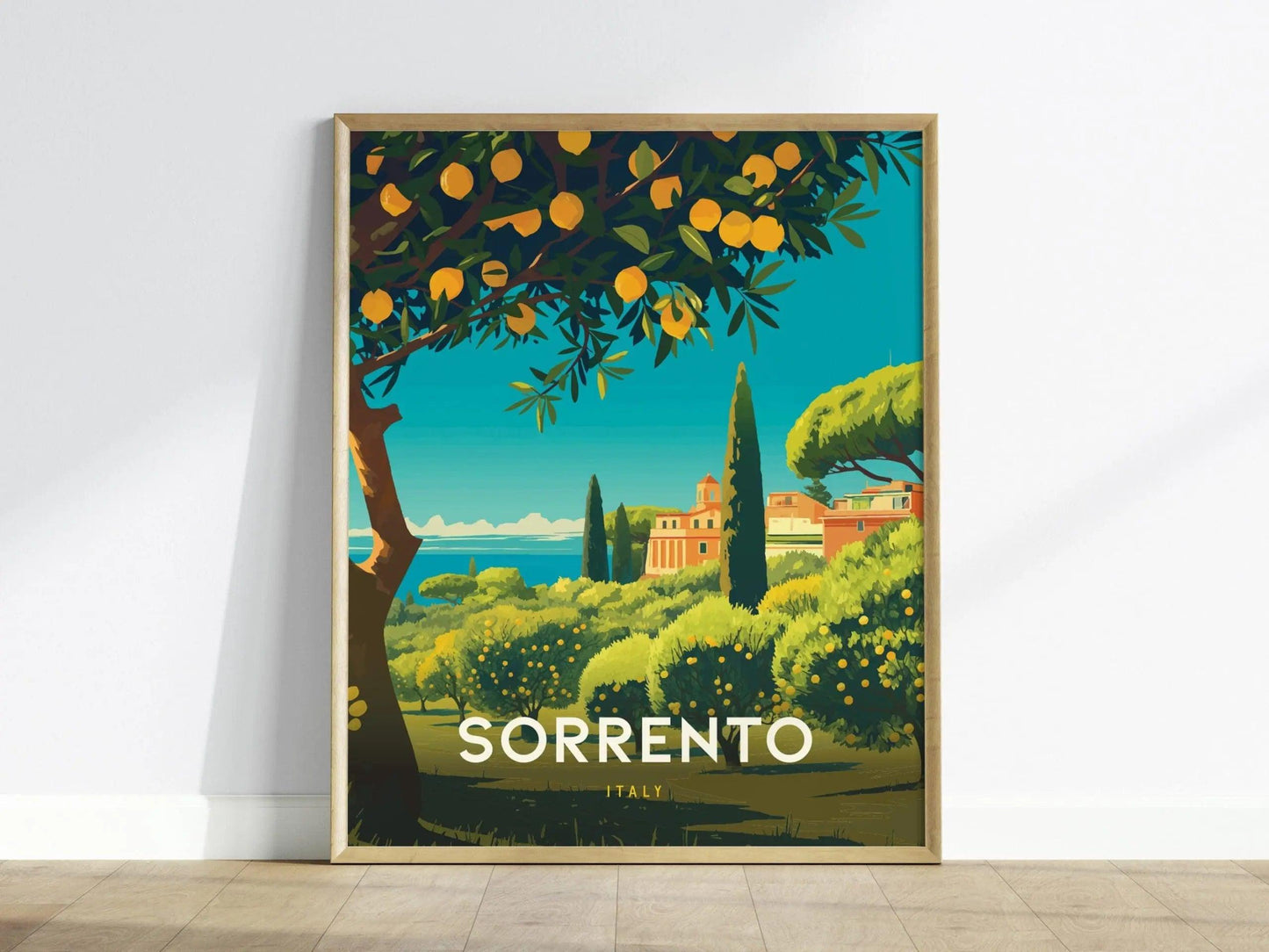 Sorrento Italy Lemon Coast Travel Print, Sorrento Italy Lemons Travel Poster Print, Vibrant Sorrento Lemons Travel Poster & Wall Art Decor - Swell Scenes