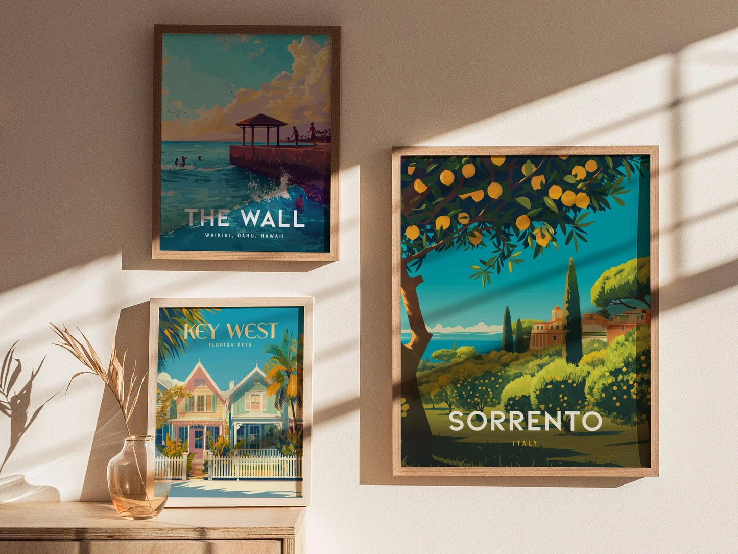 Sorrento Italy Lemon Coast Travel Print, Sorrento Italy Lemons Travel Poster Print, Vibrant Sorrento Lemons Travel Poster & Wall Art Decor - Swell Scenes