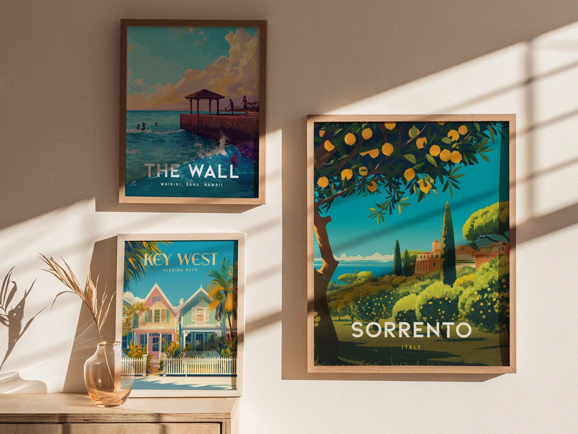Sorrento Italy Lemon Coast Travel Print, Sorrento Italy Lemons Travel Poster Print, Vibrant Sorrento Lemons Travel Poster & Wall Art Decor - Swell Scenes
