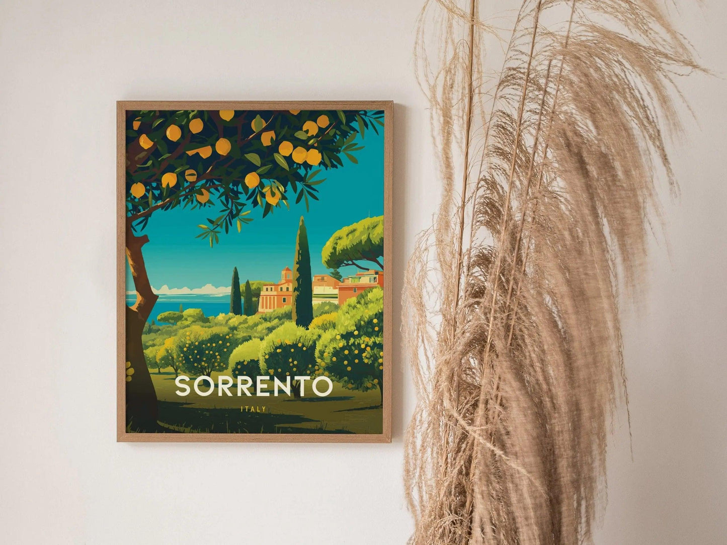 Sorrento Italy Lemon Coast Travel Print, Sorrento Italy Lemons Travel Poster Print, Vibrant Sorrento Lemons Travel Poster & Wall Art Decor - Swell Scenes