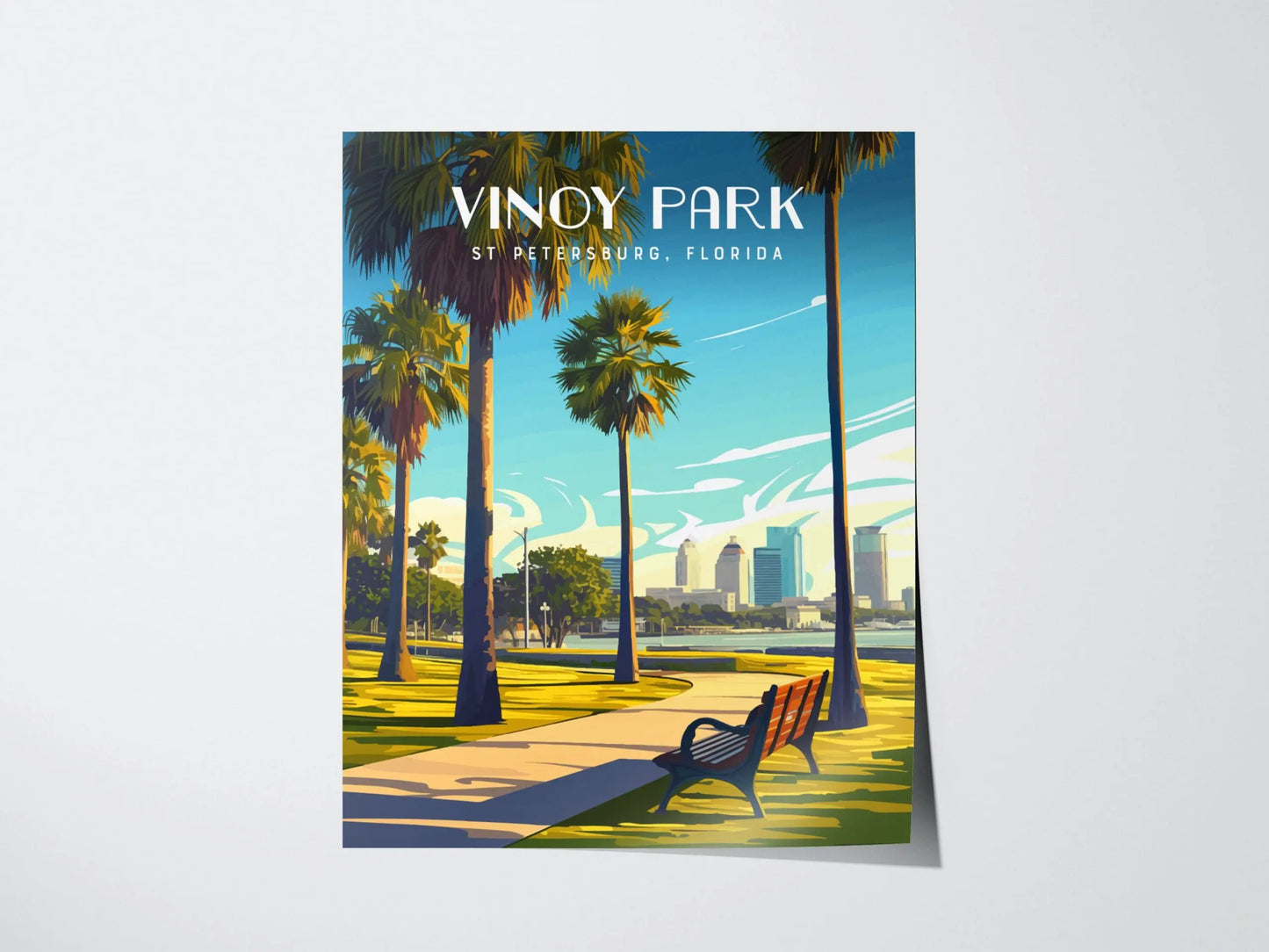 Vinoy Park, St. Petersburg, Florida Framed Wall Art - St Pete Downtown Poster Design, Tampa Bay Travel Print Beach House Home Decor Set - Swell Scenes
